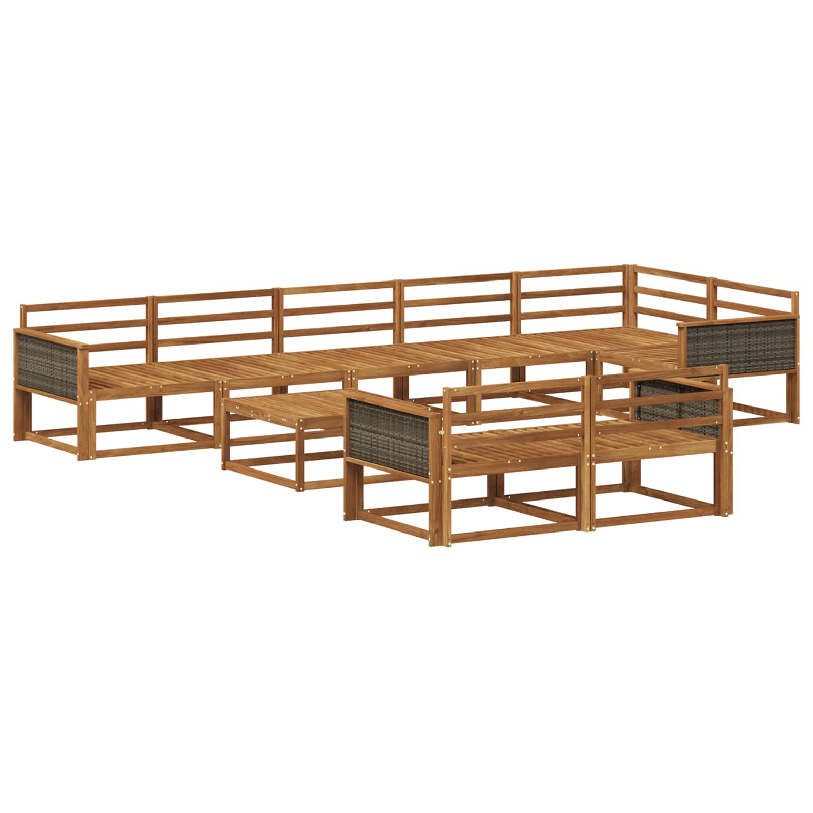 vidaXL Buiten bankenset 9 pcs Naturel Massief Acaciahout