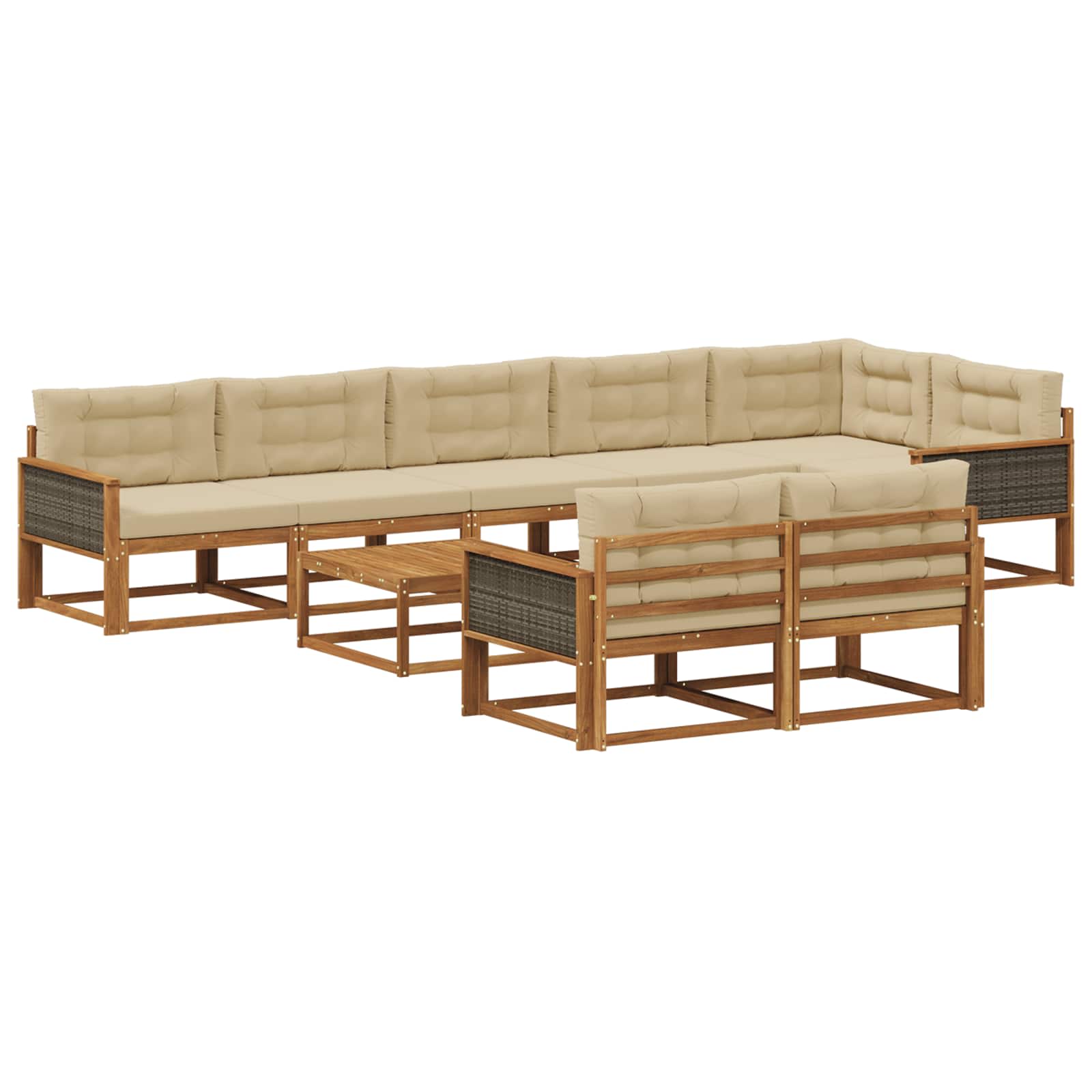 vidaXL Buiten bankenset 9 pcs Naturel Massief Acaciahout