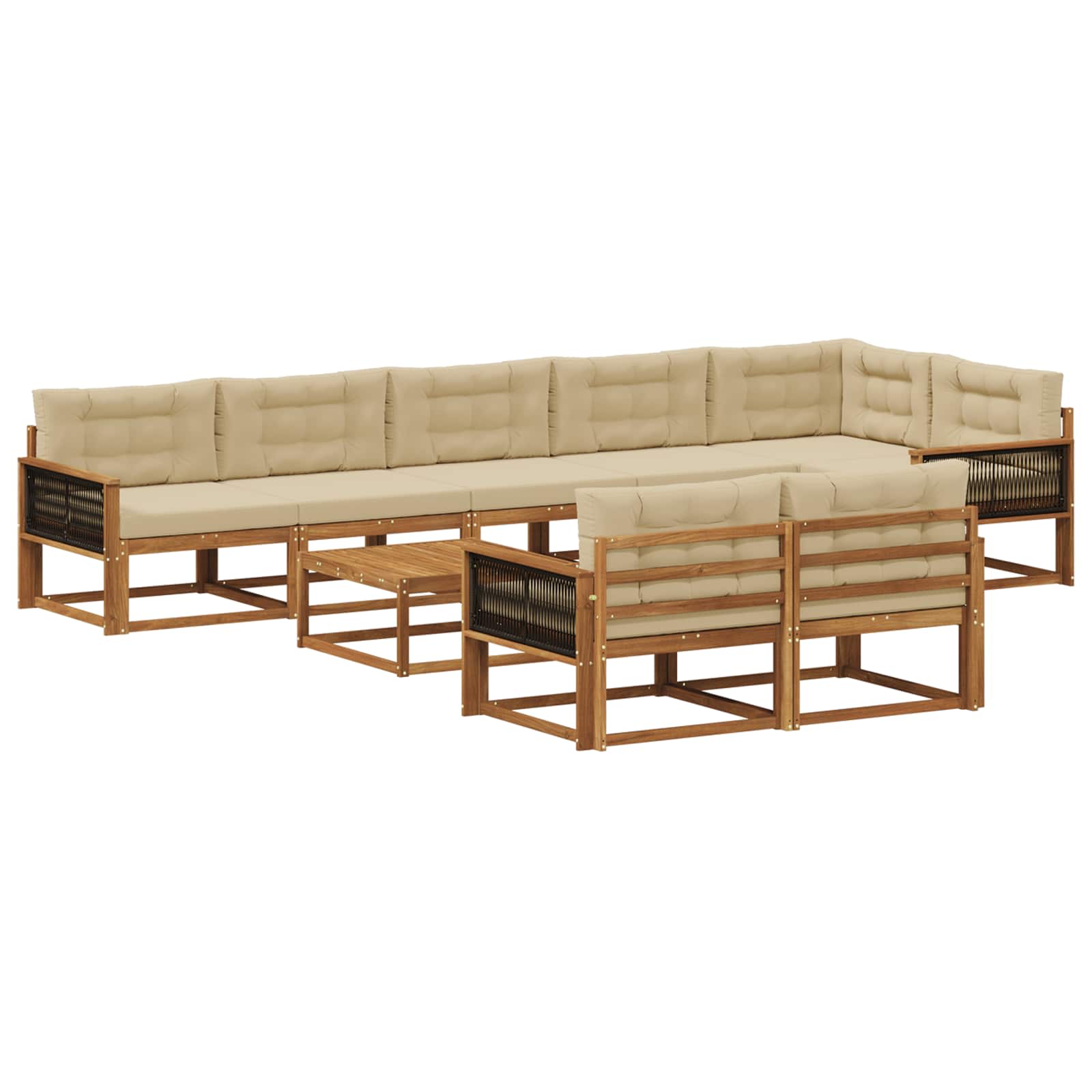 vidaXL Buiten bankenset 9 pcs Naturel Massief Acaciahout