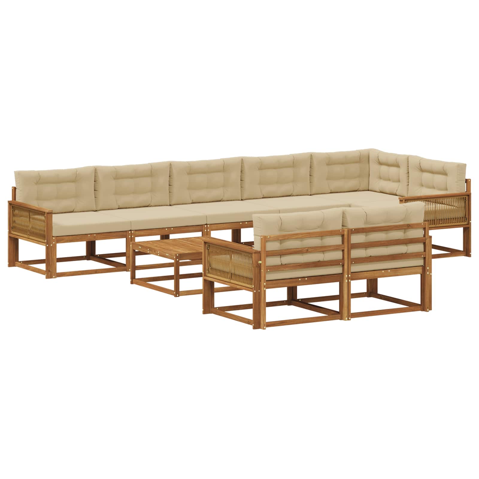 vidaXL Buiten bankenset 9 pcs Naturel Massief Acaciahout