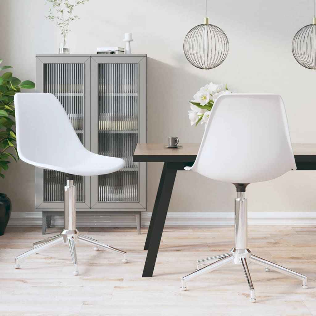 vidaXL Eetkamerstoelen draaibaar 2 st PP wit