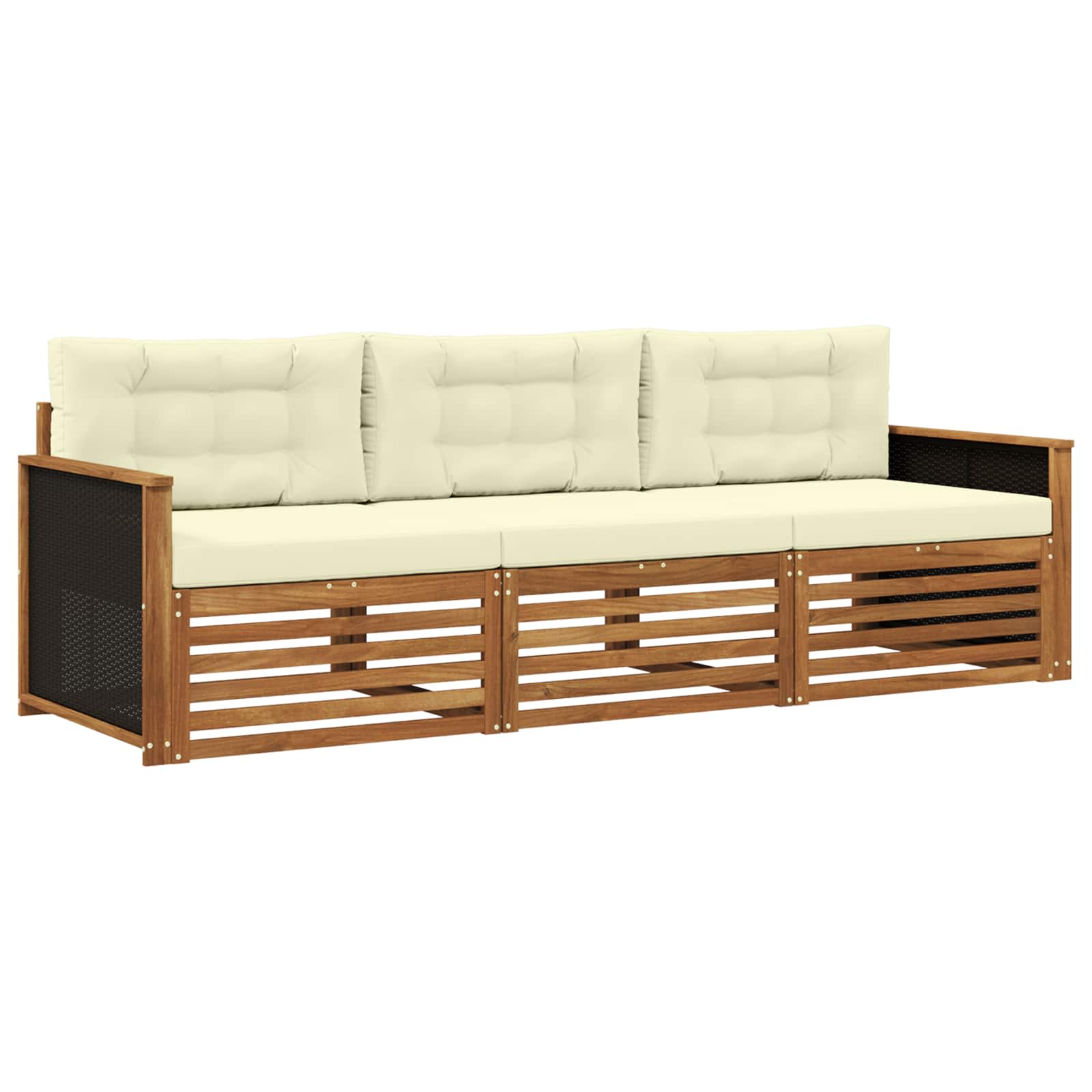 vidaXL Buiten bankenset 3 pcs Naturel
