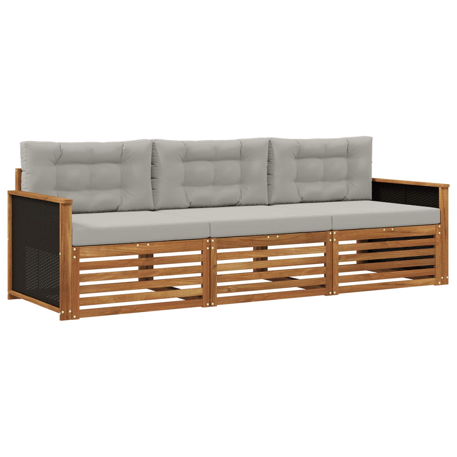 vidaXL Buiten bankenset 3 pcs Naturel