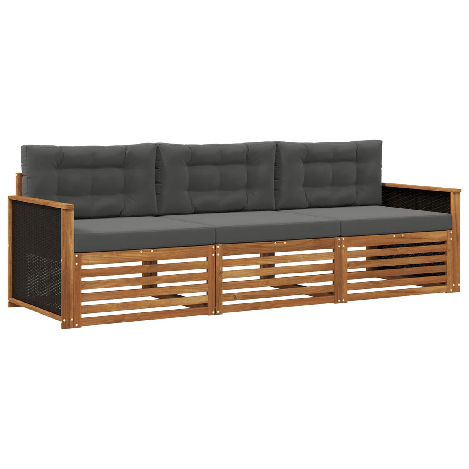 vidaXL Buiten bankenset 3 pcs Naturel