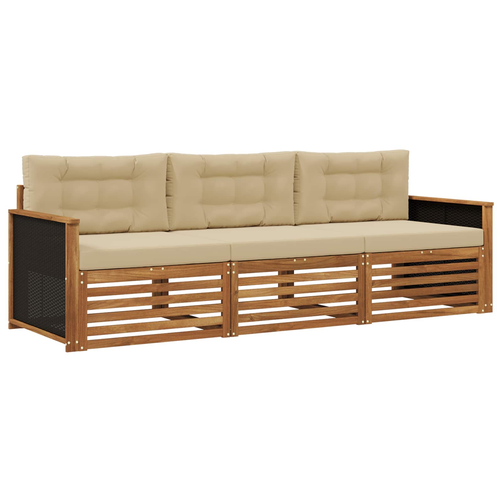vidaXL Buiten bankenset 3 pcs Naturel