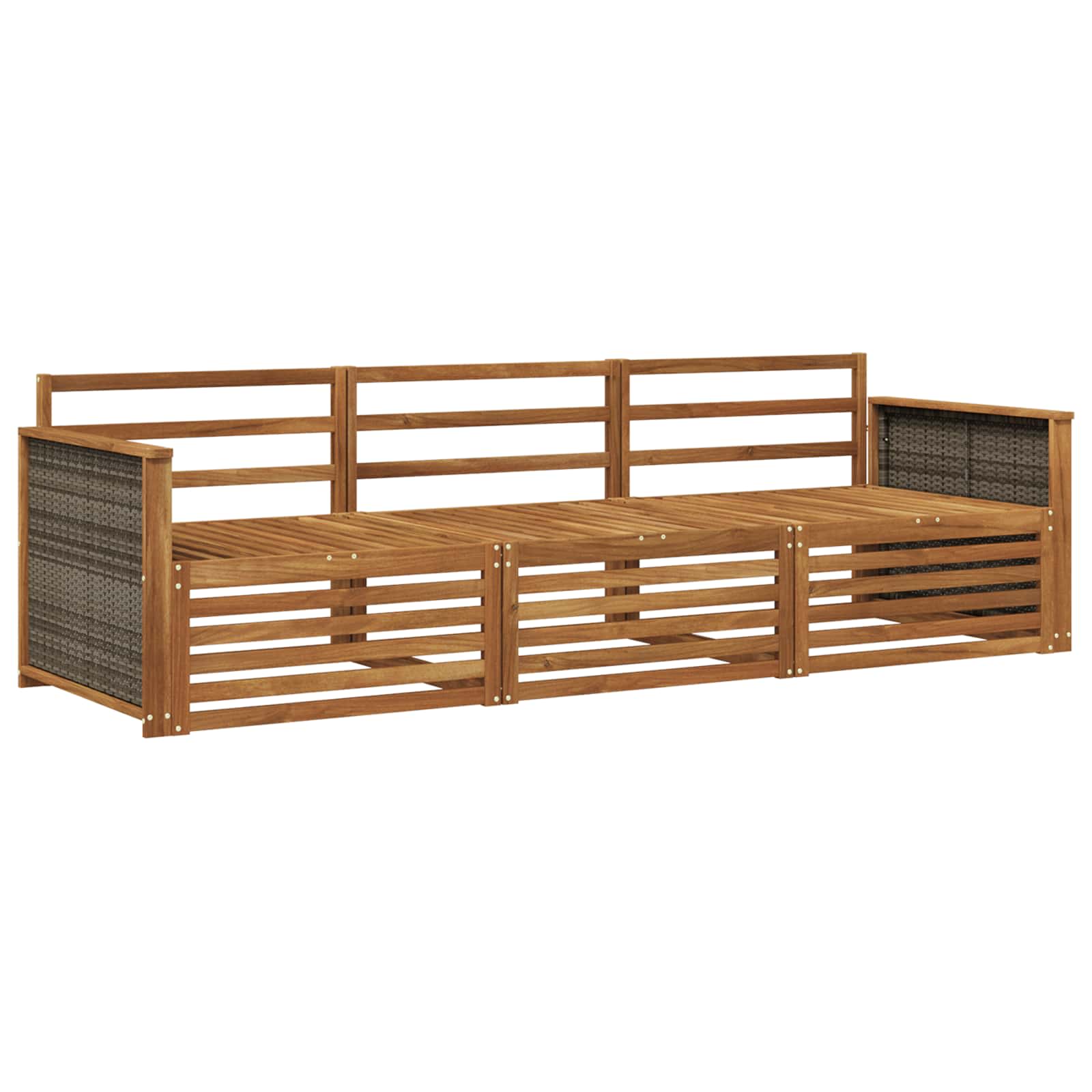 vidaXL Buiten bankenset 3 pcs Naturel