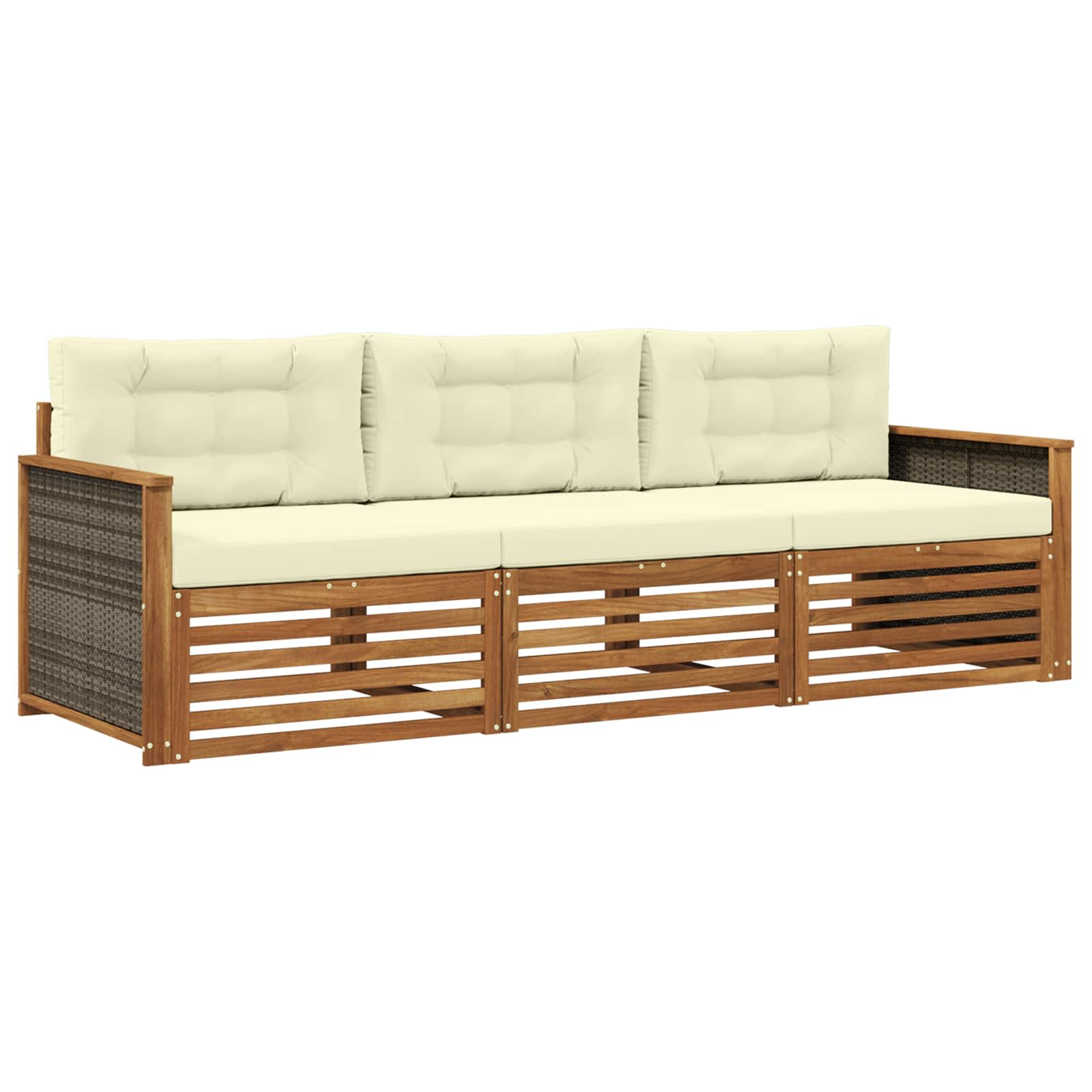 vidaXL Buiten bankenset 3 pcs Naturel