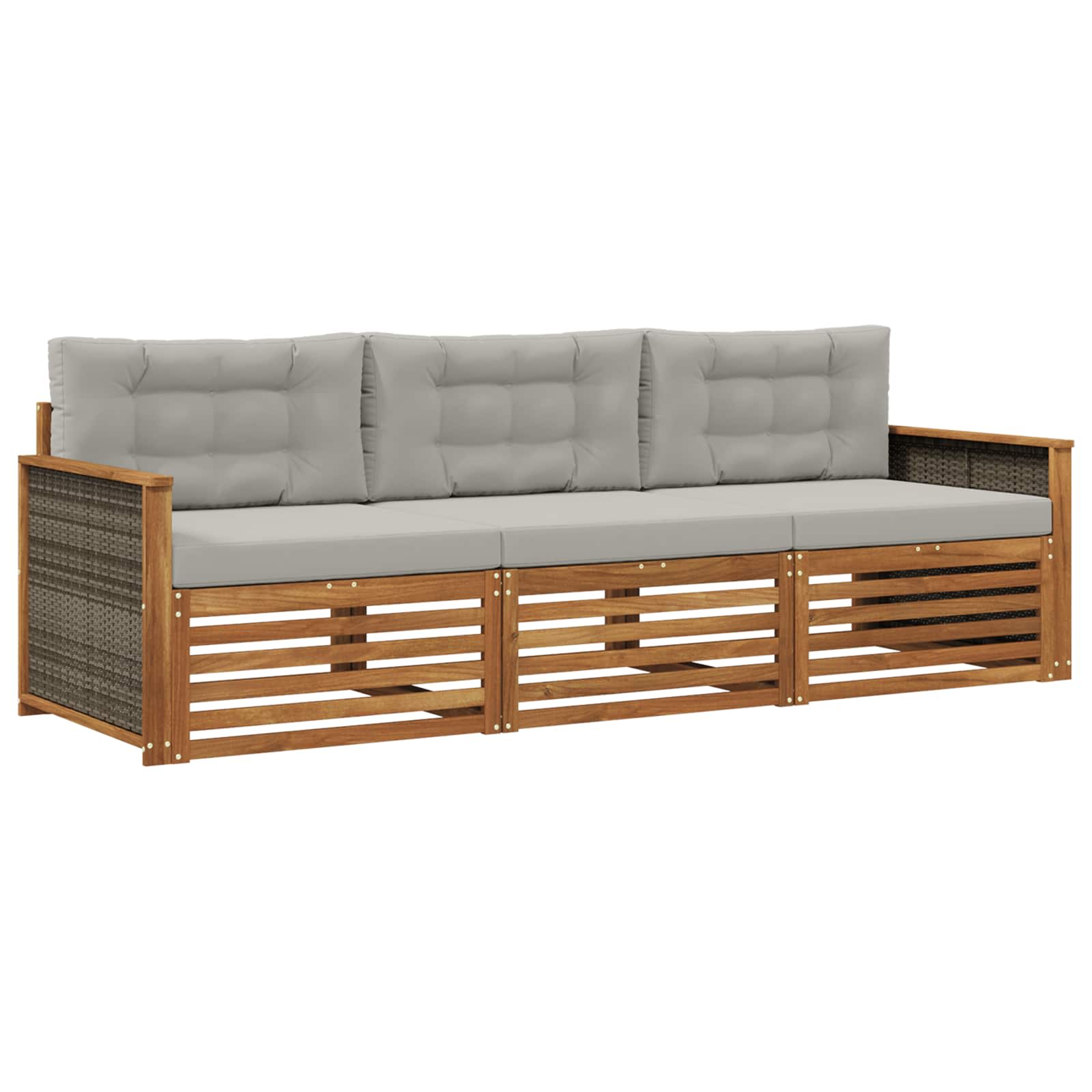 vidaXL Buiten bankenset 3 pcs Naturel