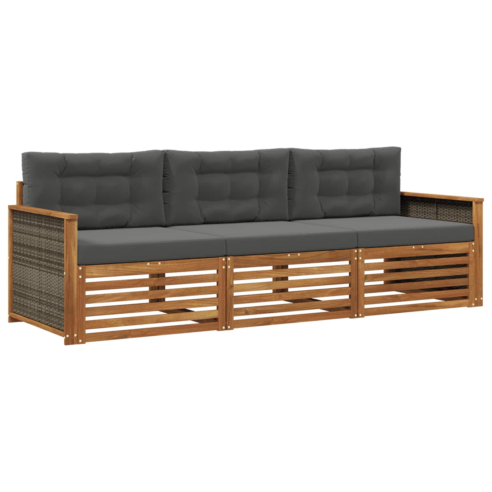 vidaXL Buiten bankenset 3 pcs Naturel