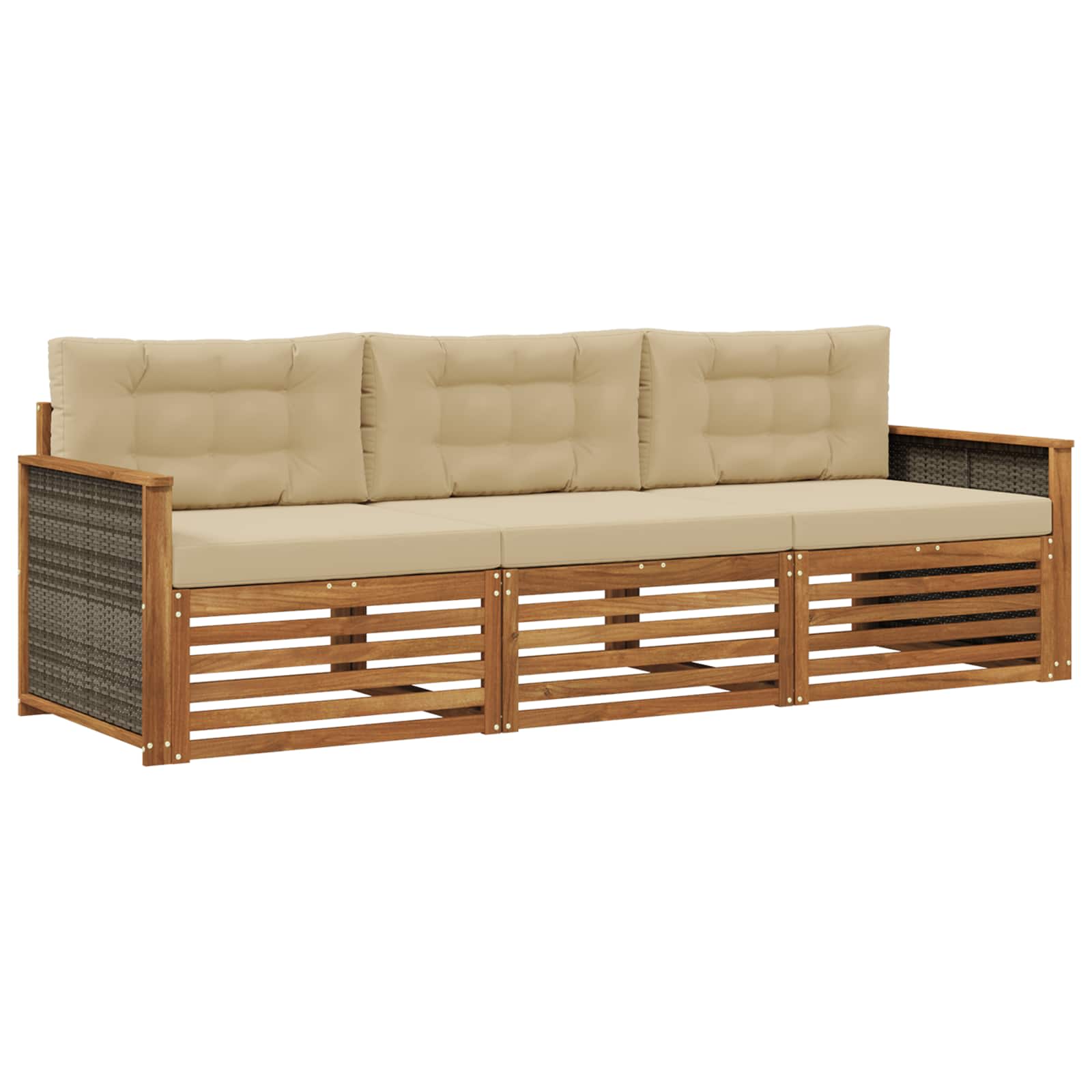 vidaXL Buiten bankenset 3 pcs Naturel