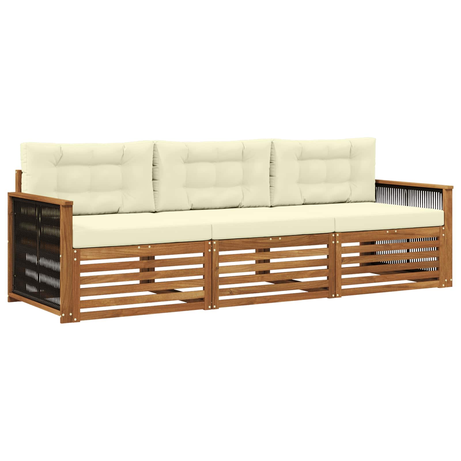 vidaXL Buiten bankenset 3 pcs Naturel