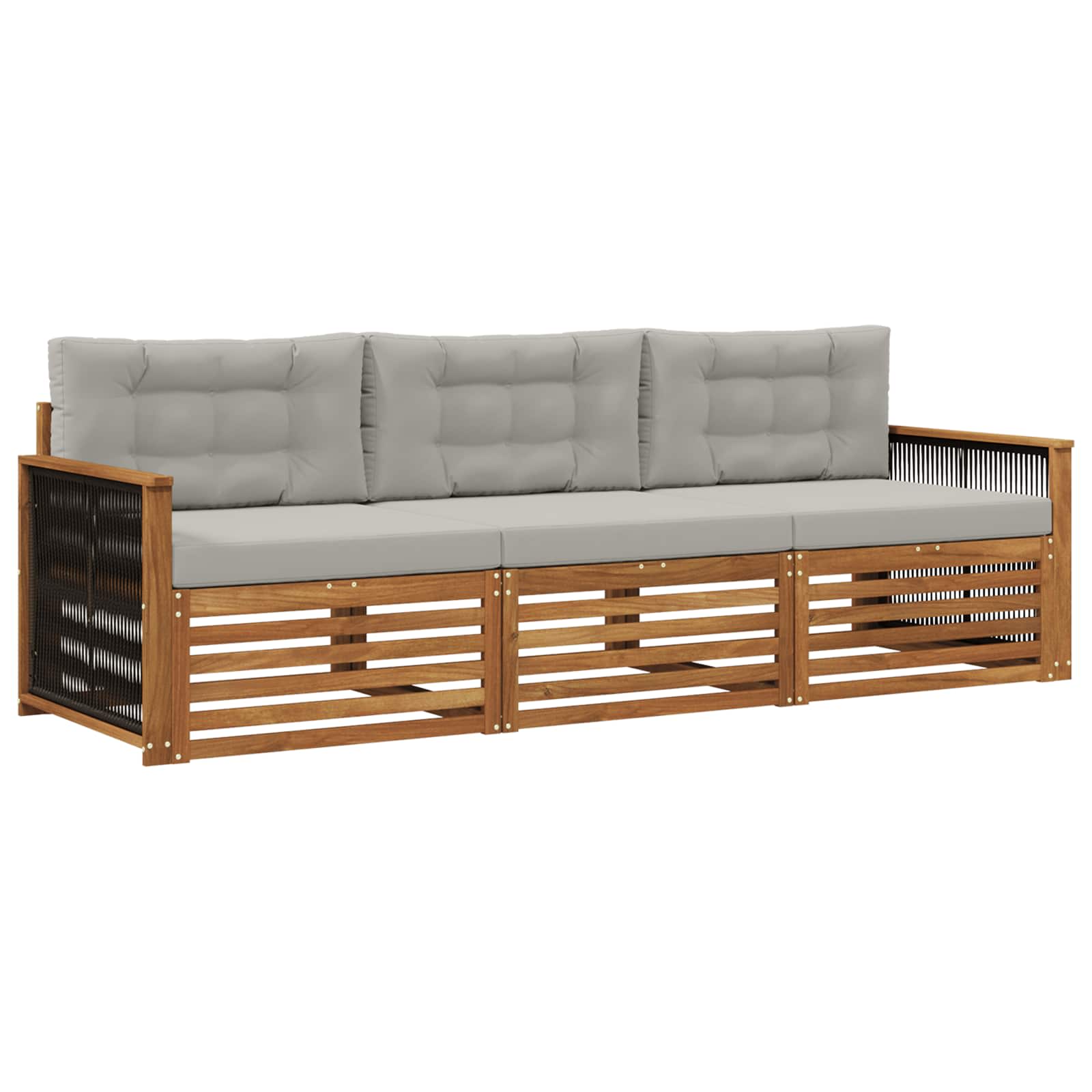 vidaXL Buiten bankenset 3 pcs Naturel