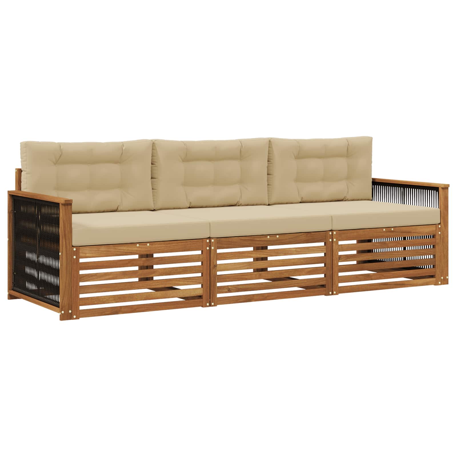 vidaXL Buiten bankenset 3 pcs Naturel