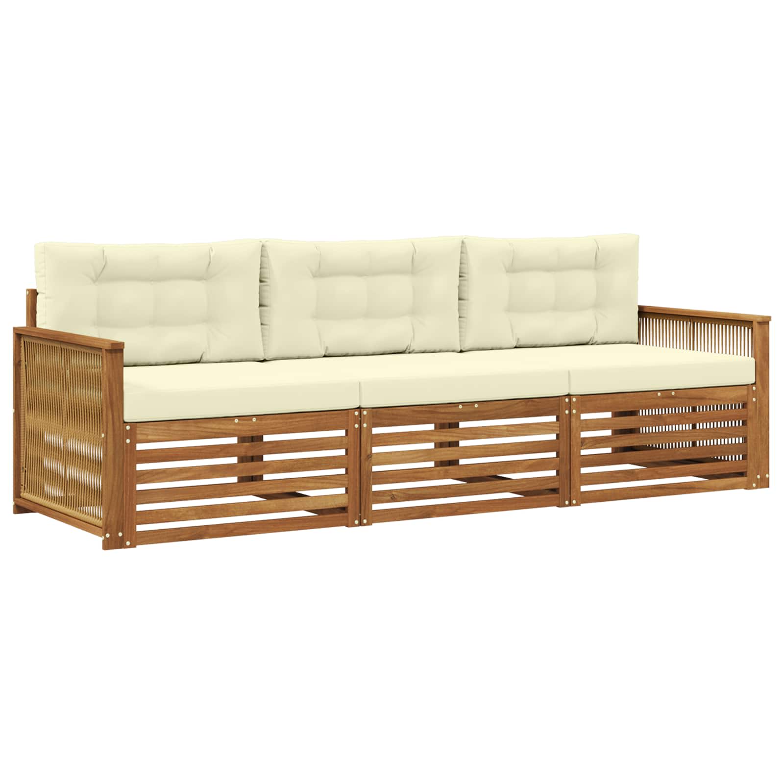 vidaXL Buiten bankenset 3 pcs Naturel