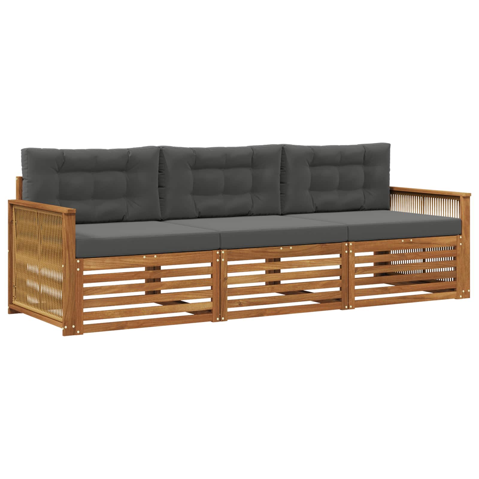 vidaXL Buiten bankenset 3 pcs Naturel