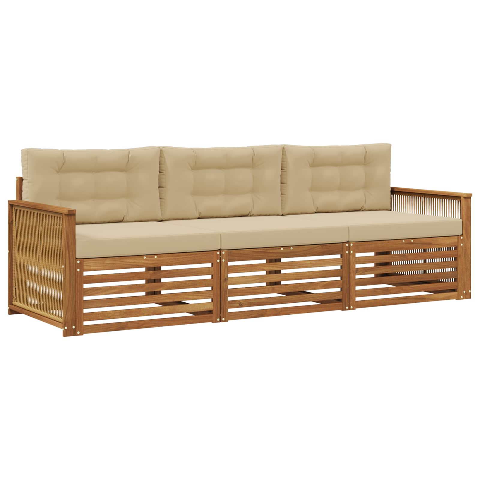 vidaXL Buiten bankenset 3 pcs Naturel