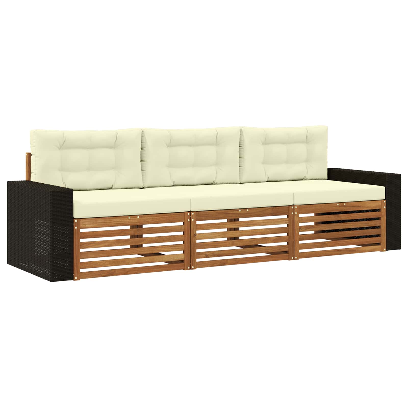 vidaXL Buiten bankenset 3 pcs Naturel