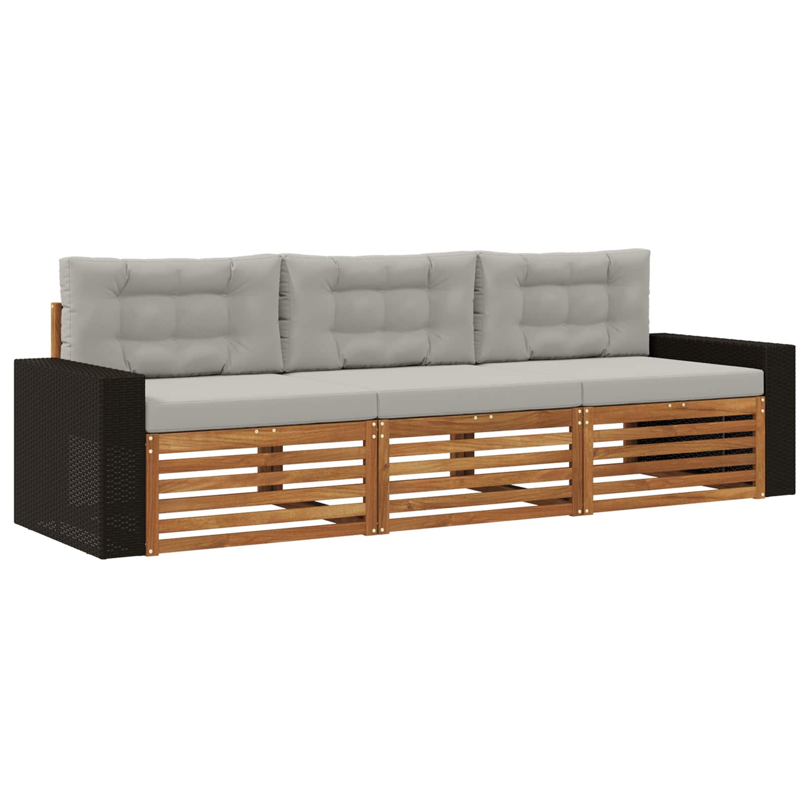vidaXL Buiten bankenset 3 pcs Naturel