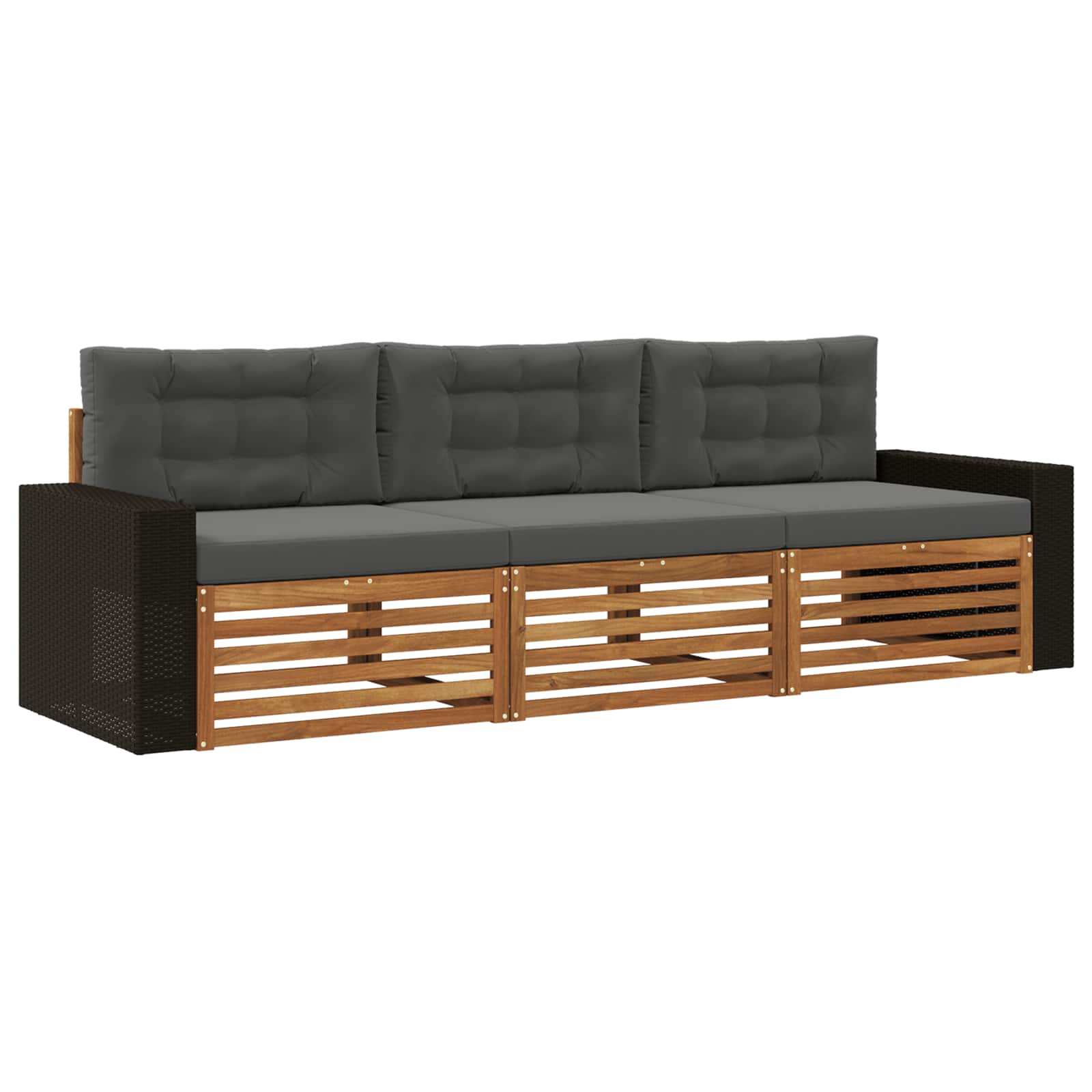 vidaXL Buiten bankenset 3 pcs Naturel