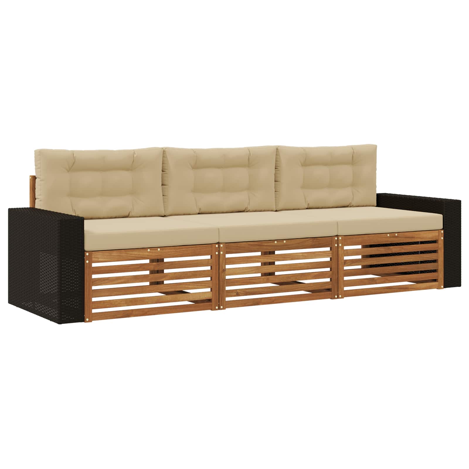 vidaXL Buiten bankenset 3 pcs Naturel