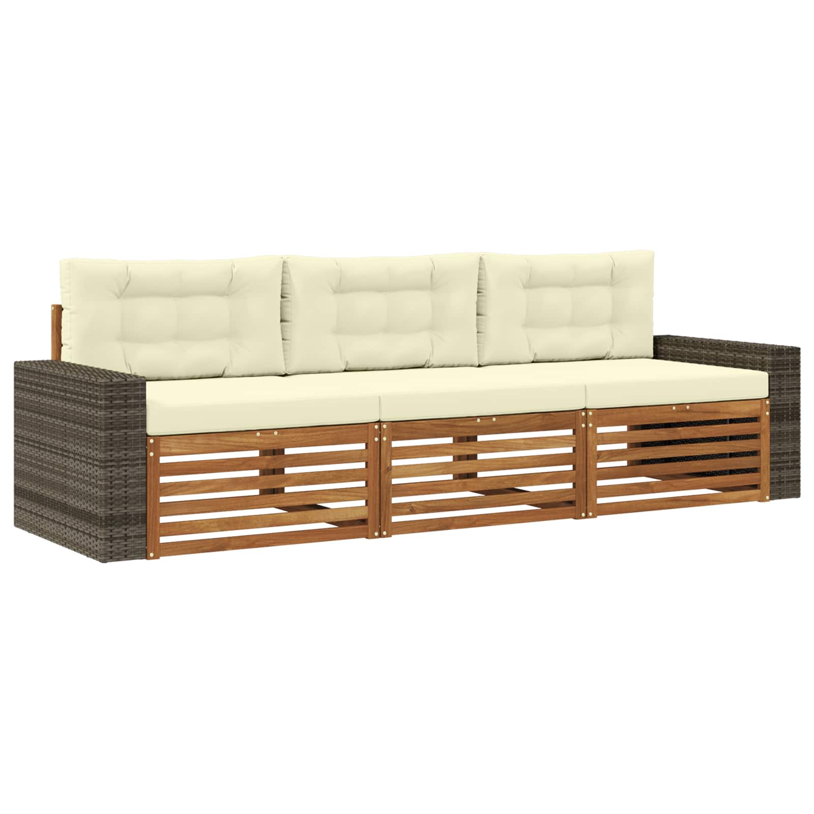 vidaXL Buiten bankenset 3 pcs Naturel