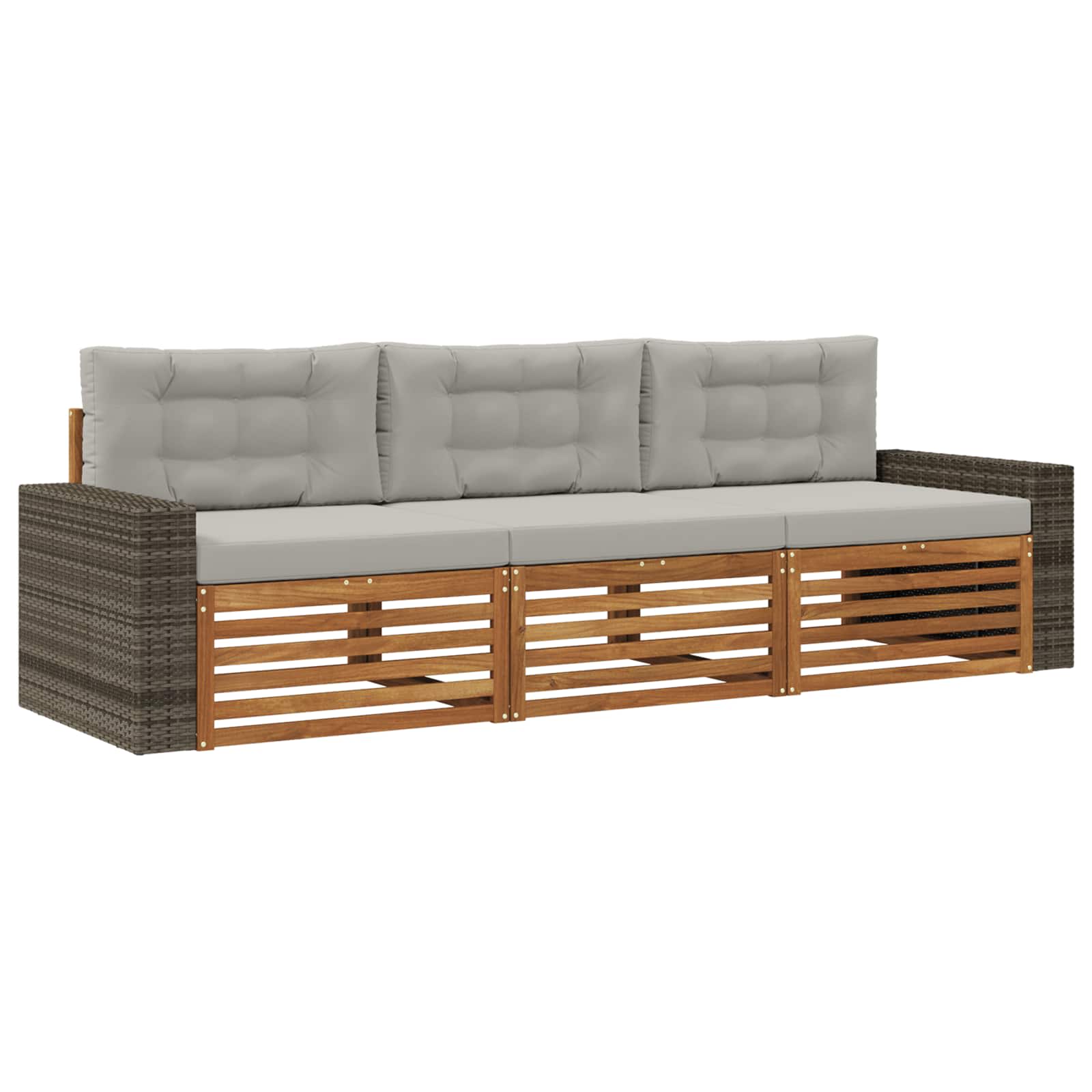 vidaXL Buiten bankenset 3 pcs Naturel