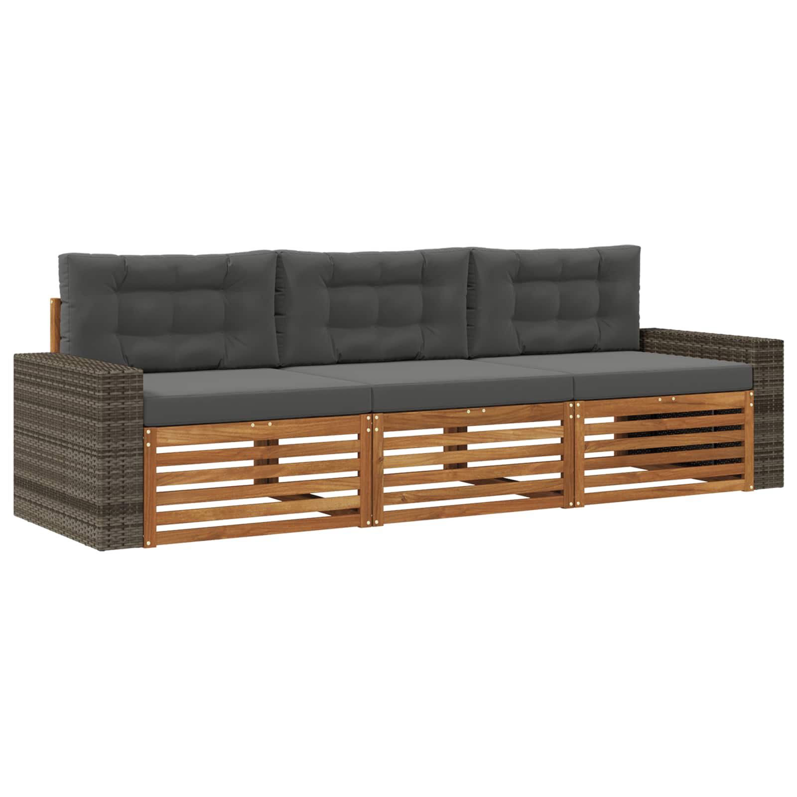 vidaXL Buiten bankenset 3 pcs Naturel