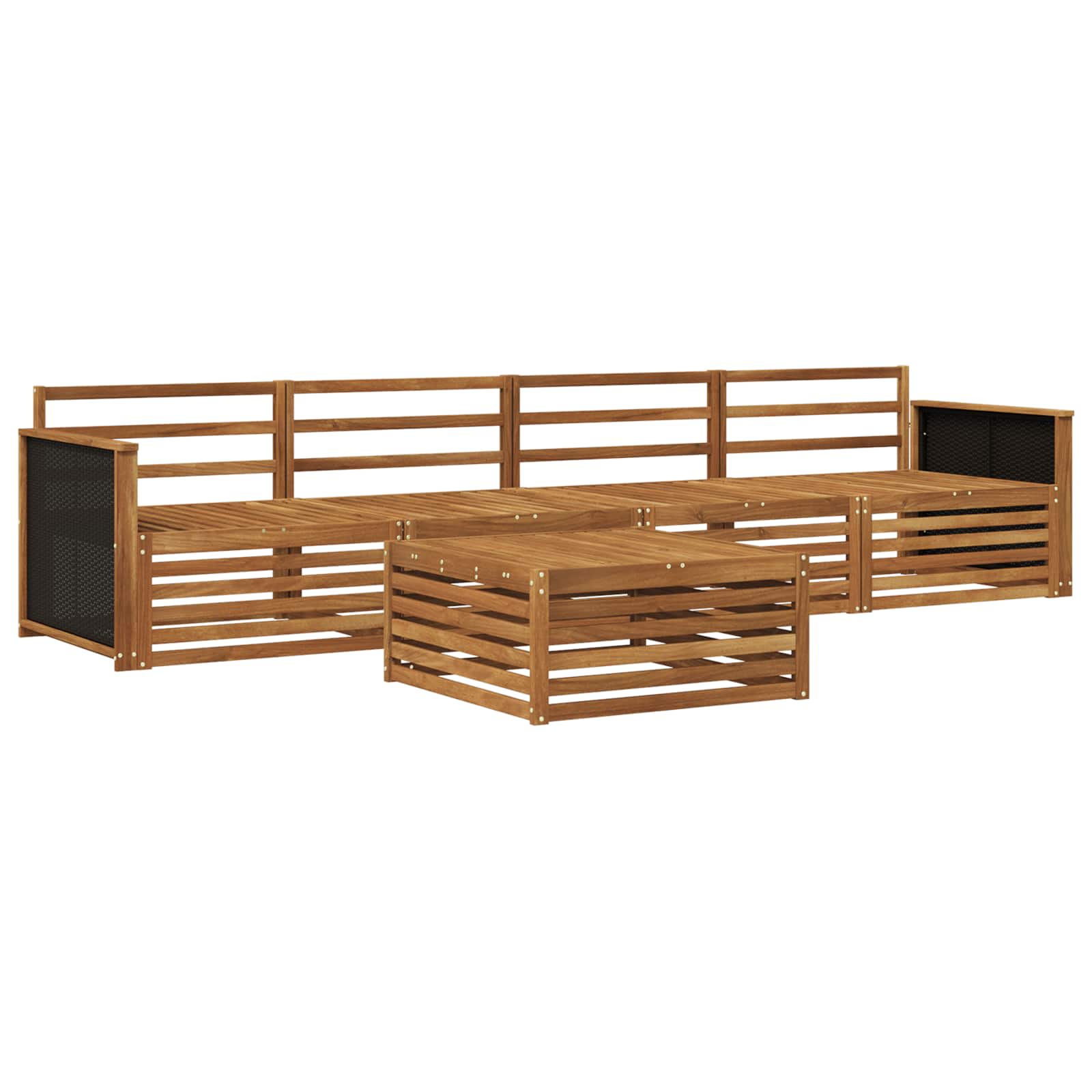 vidaXL Buiten bankenset 5 pcs Naturel