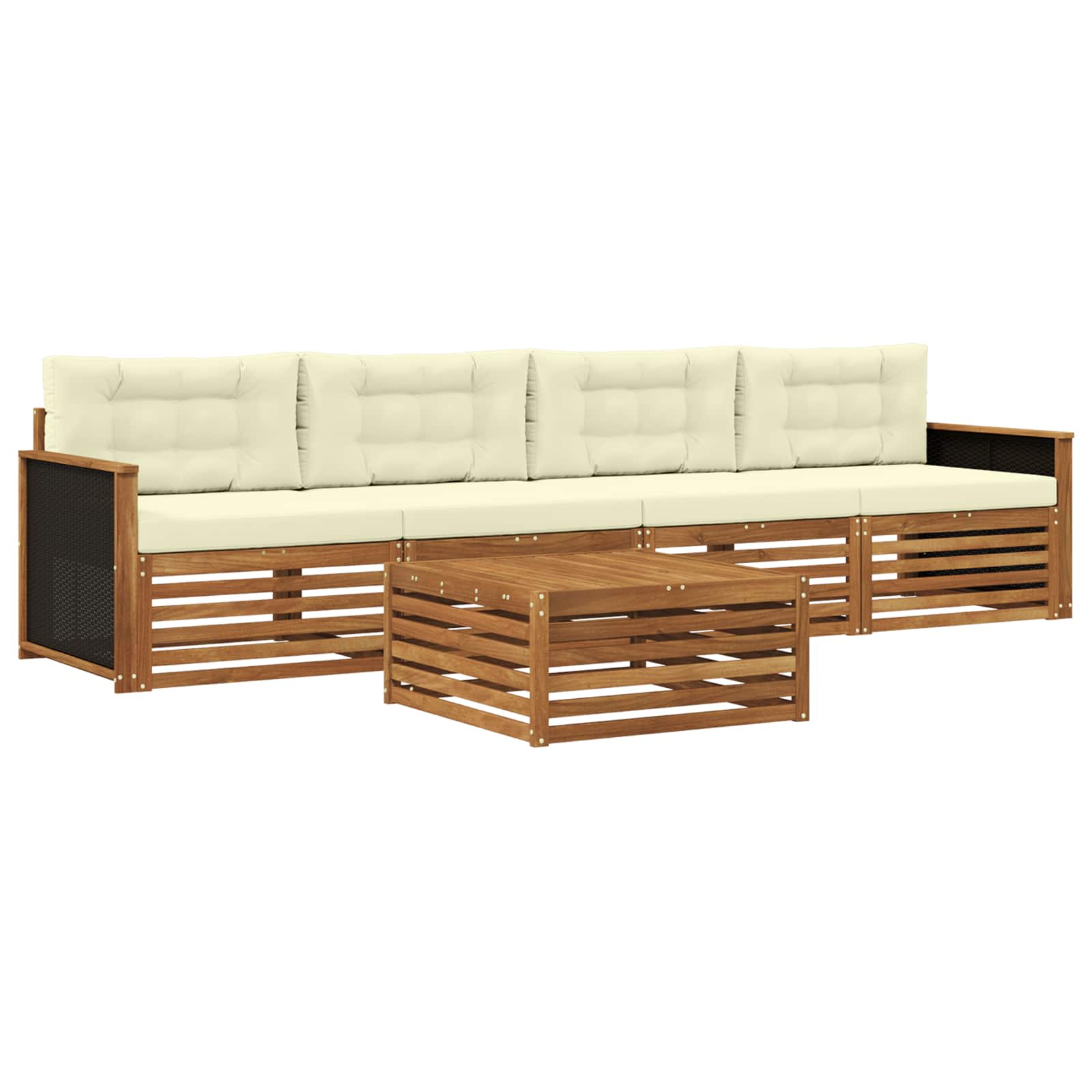 vidaXL Buiten bankenset 5 pcs Naturel