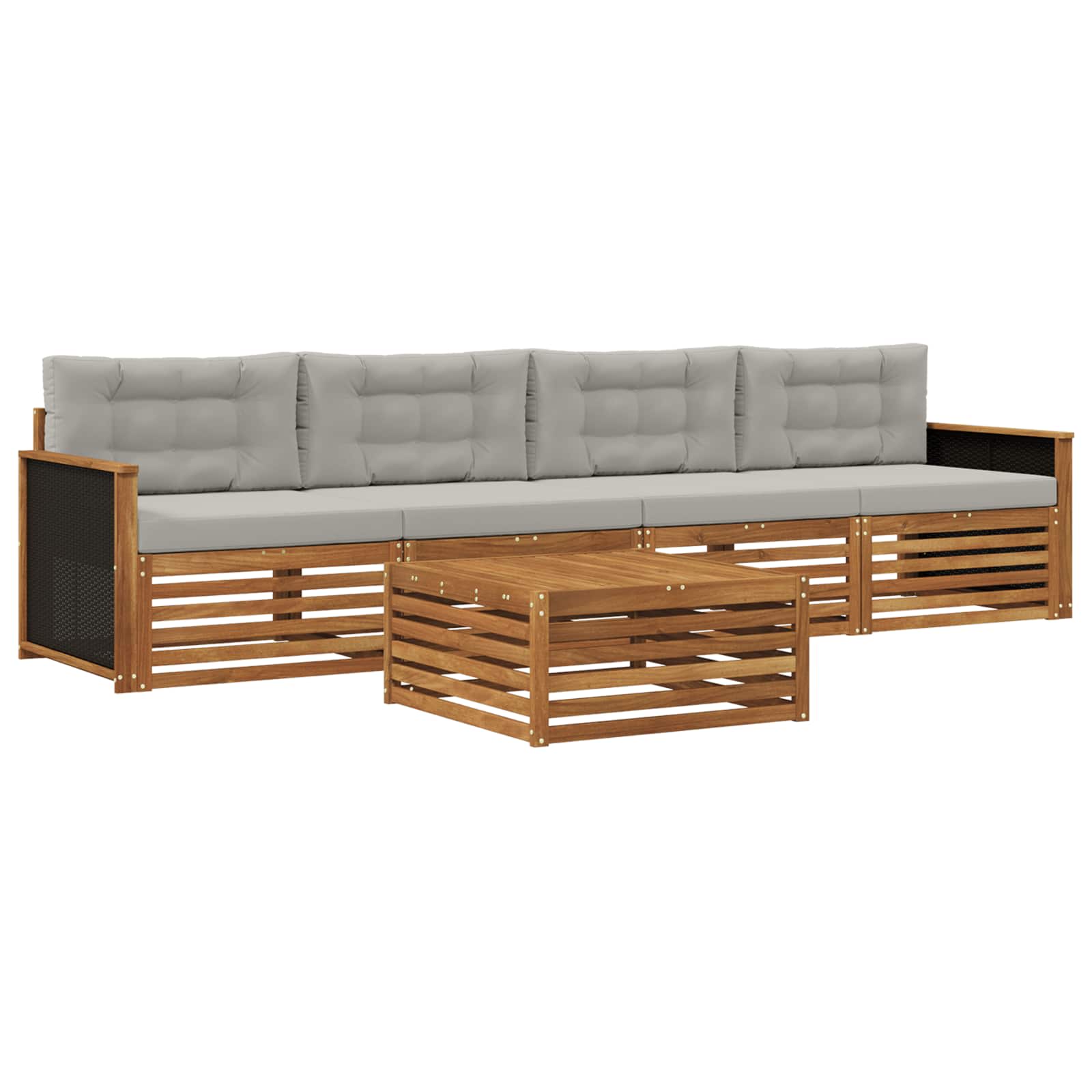 vidaXL Buiten bankenset 5 pcs Naturel