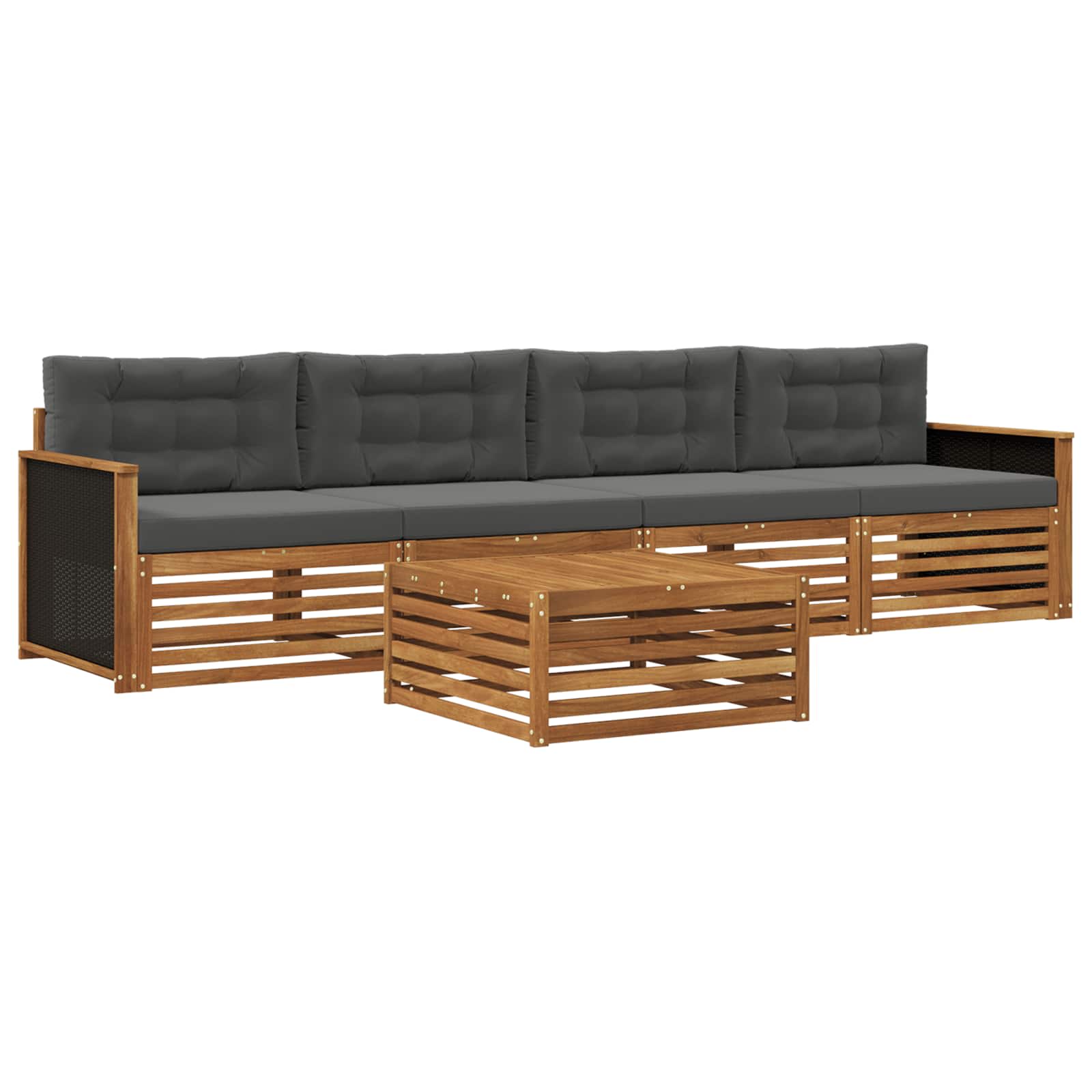 vidaXL Buiten bankenset 5 pcs Naturel
