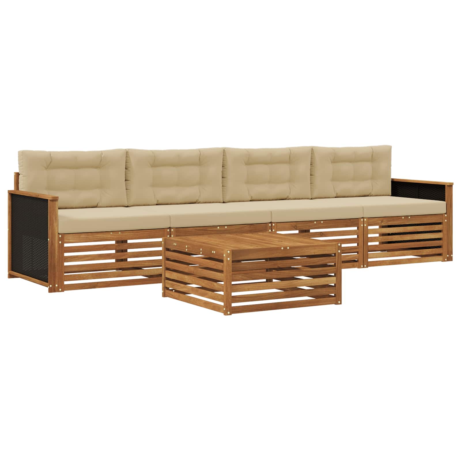 vidaXL Buiten bankenset 5 pcs Naturel