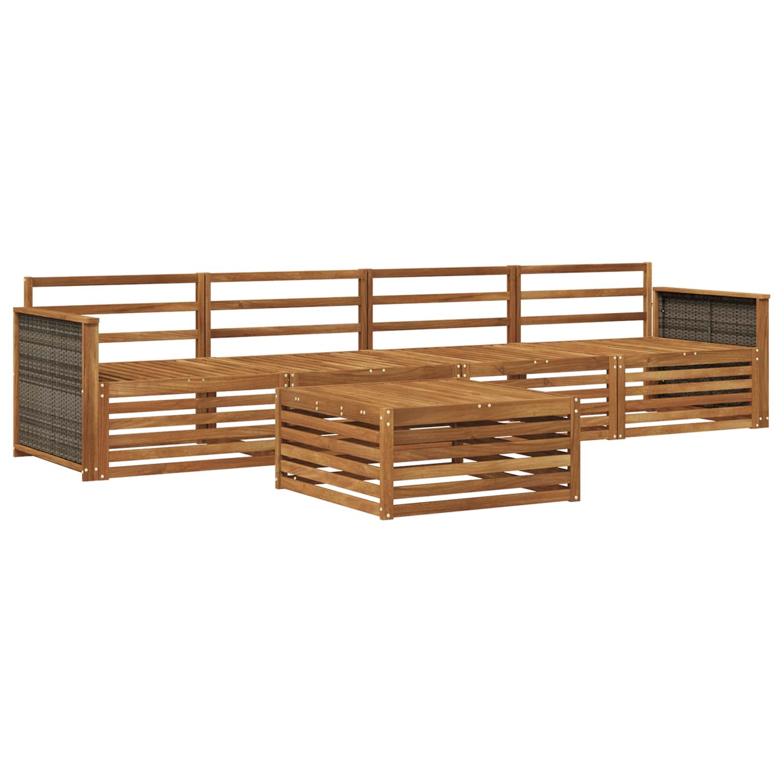 vidaXL Buiten bankenset 5 pcs Naturel