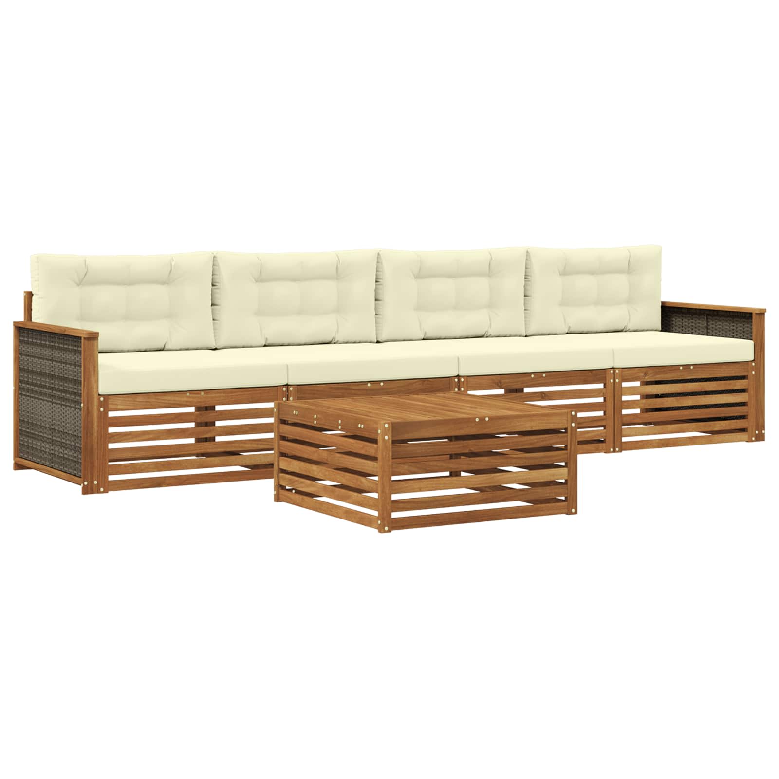 vidaXL Buiten bankenset 5 pcs Naturel
