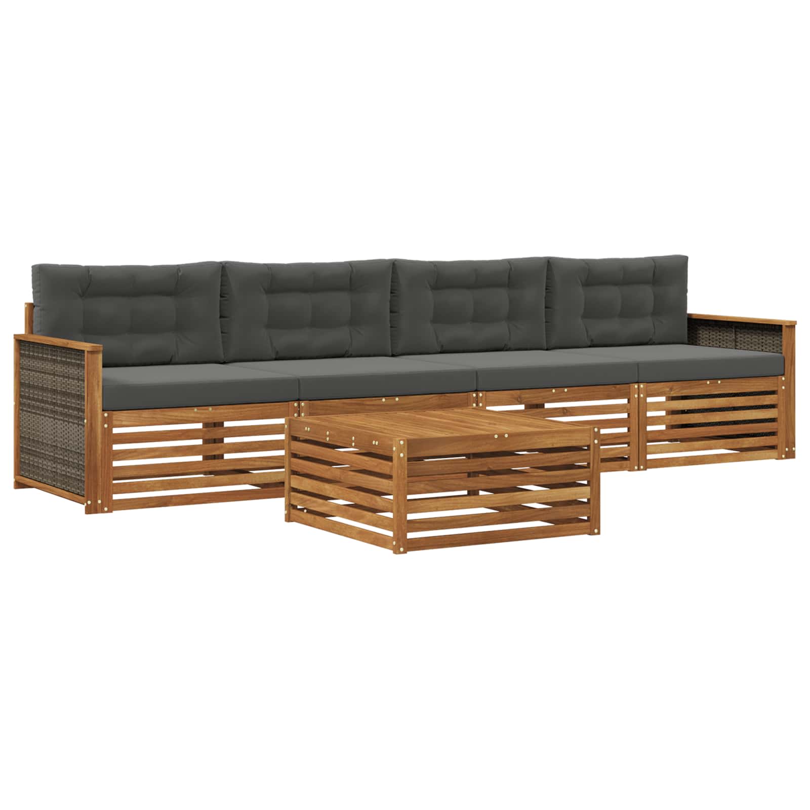 vidaXL Buiten bankenset 5 pcs Naturel