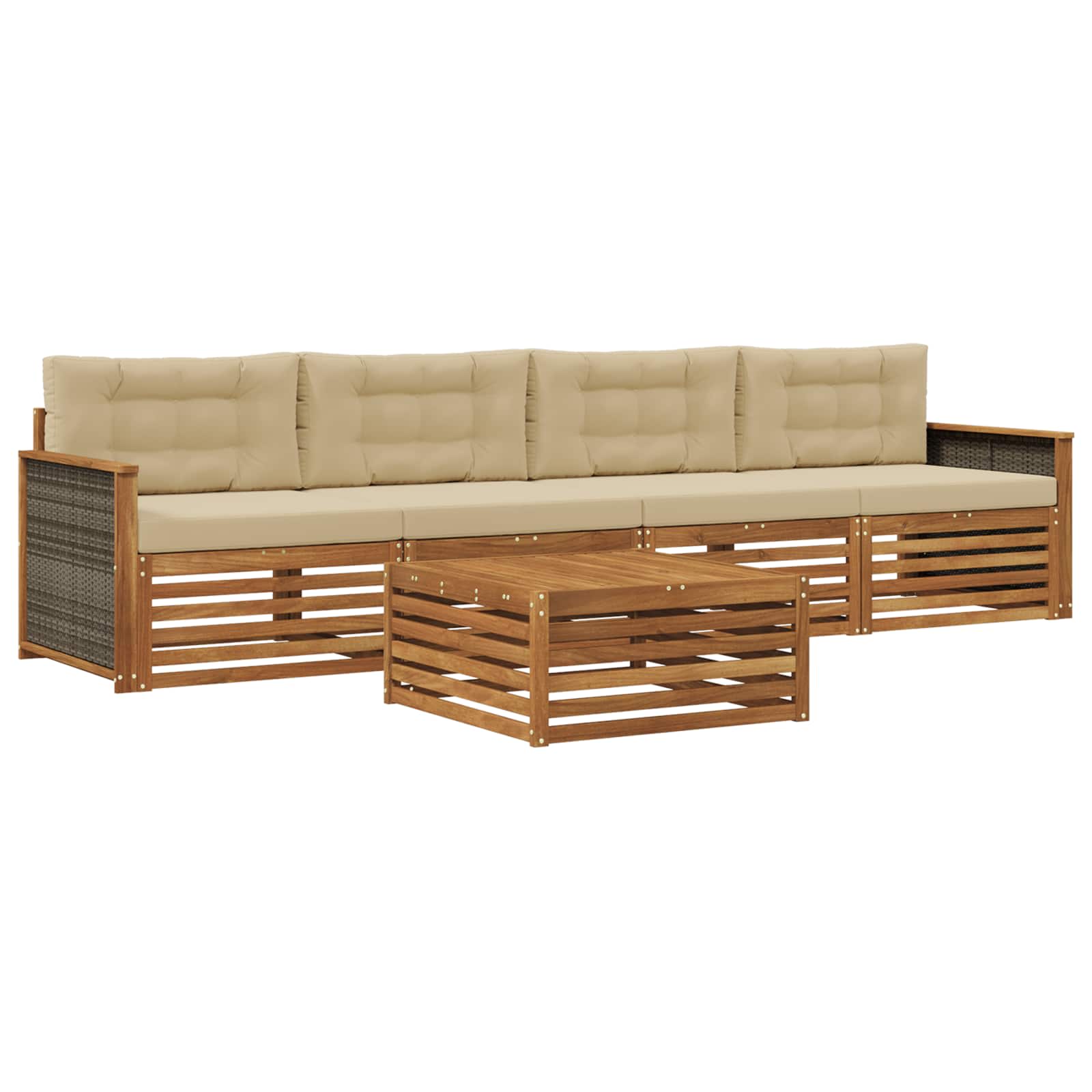 vidaXL Buiten bankenset 5 pcs Naturel