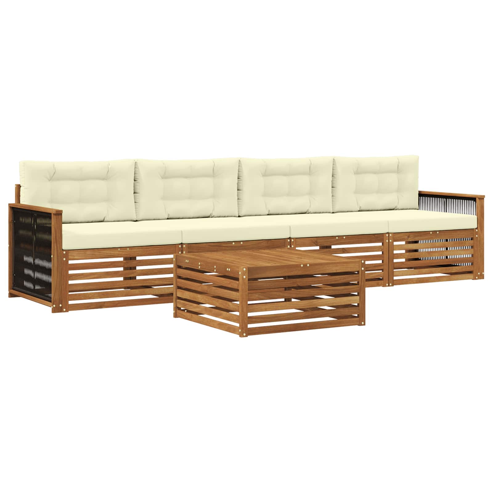 vidaXL Buiten bankenset 5 pcs Naturel