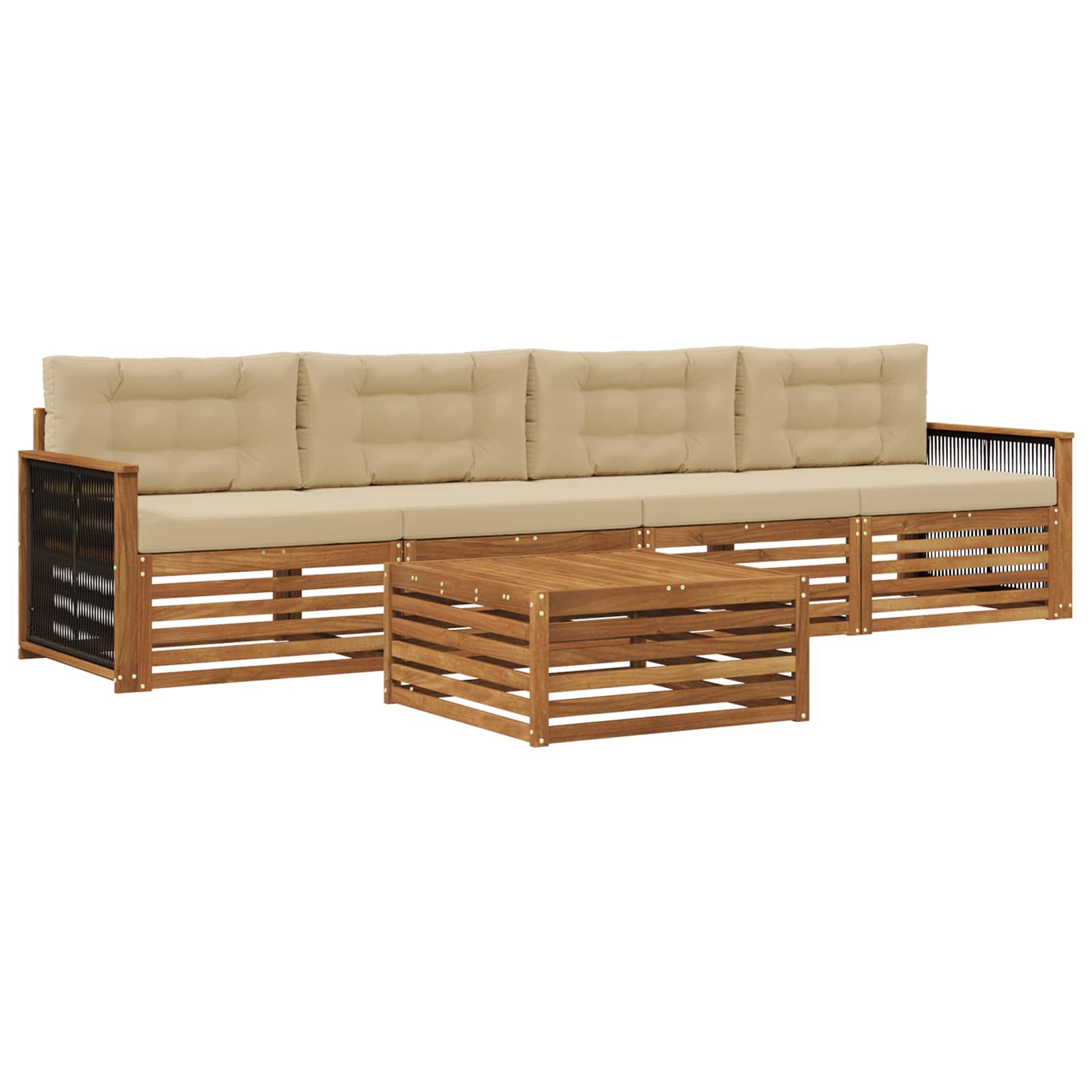 vidaXL Buiten bankenset 5 pcs Naturel