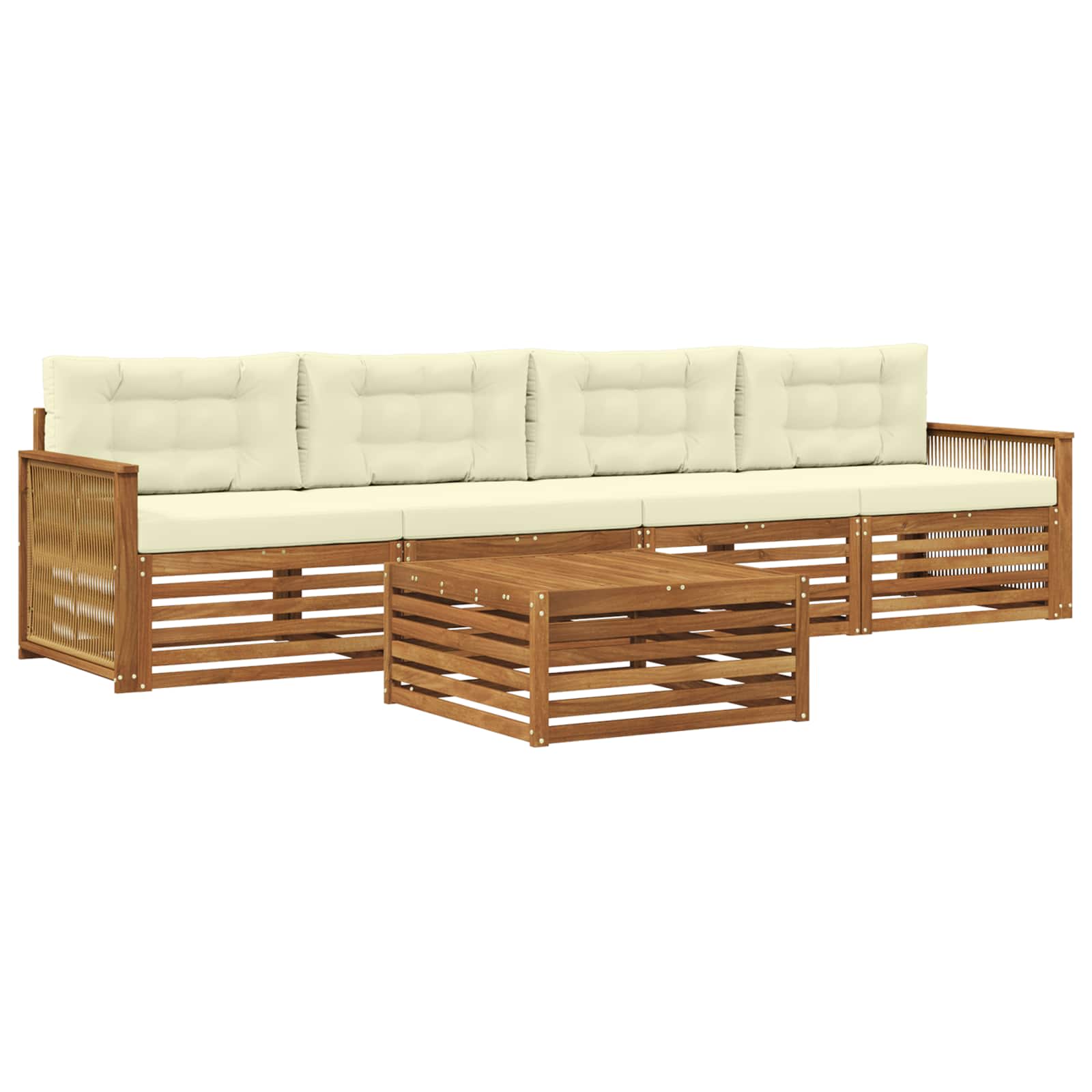 vidaXL Buiten bankenset 5 pcs Naturel
