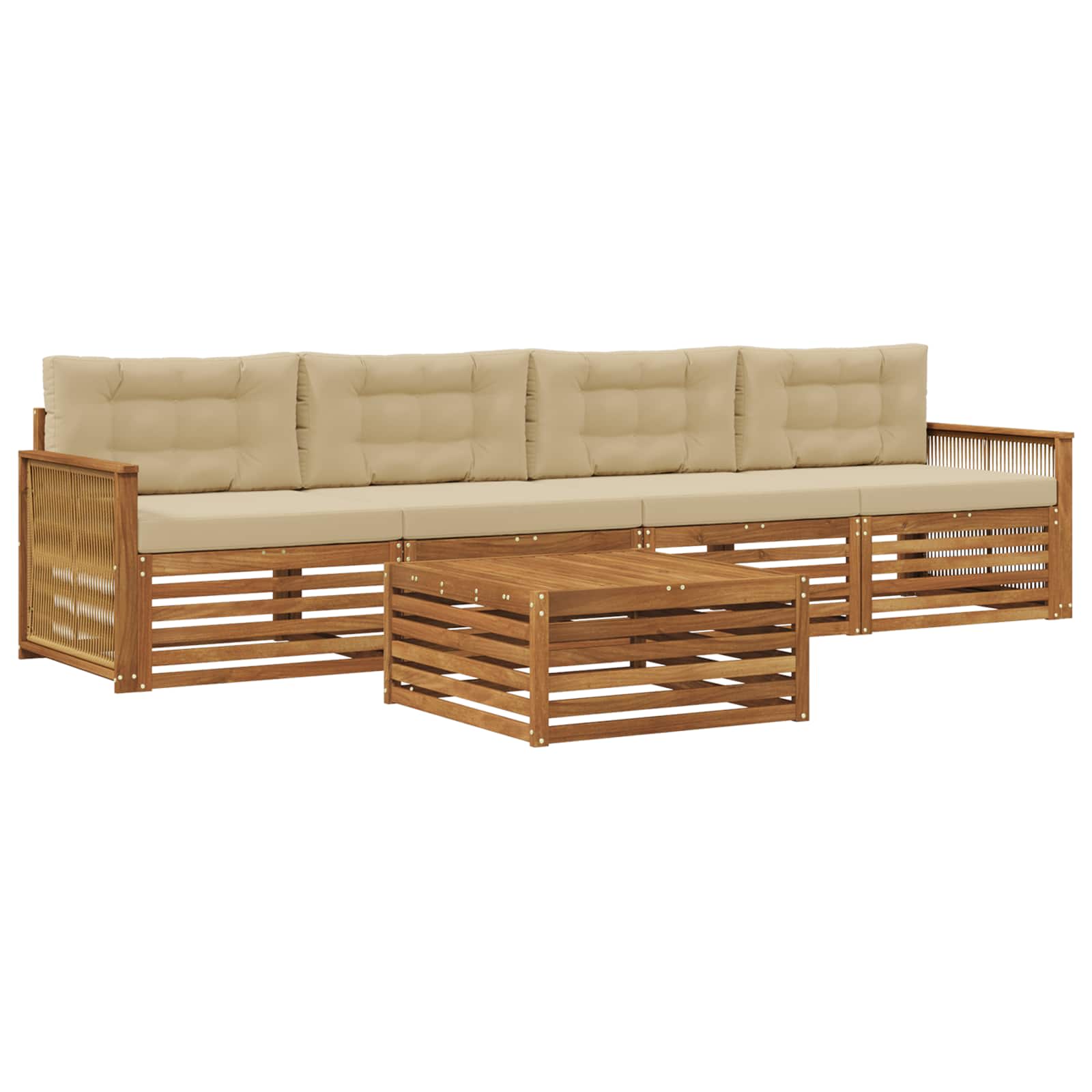vidaXL Buiten bankenset 5 pcs Naturel