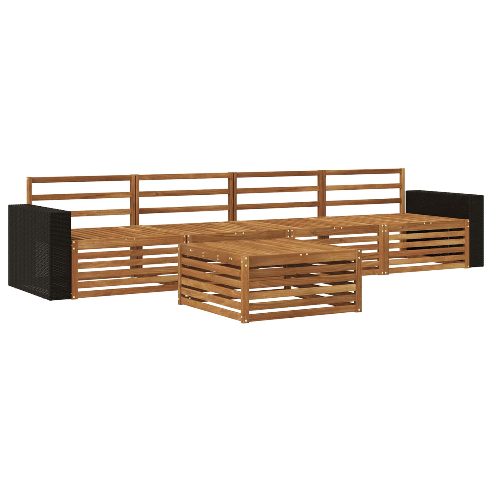 vidaXL Buiten bankenset 5 pcs Naturel