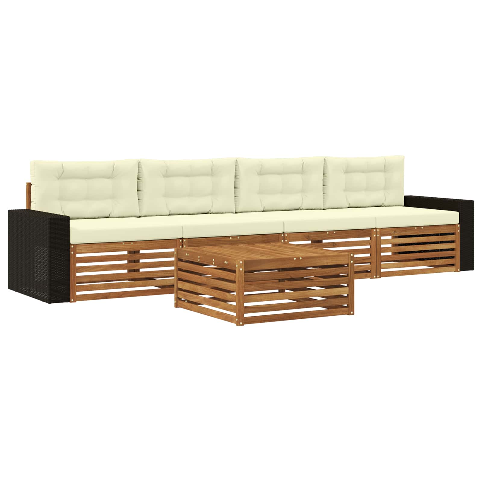 vidaXL Buiten bankenset 5 pcs Naturel