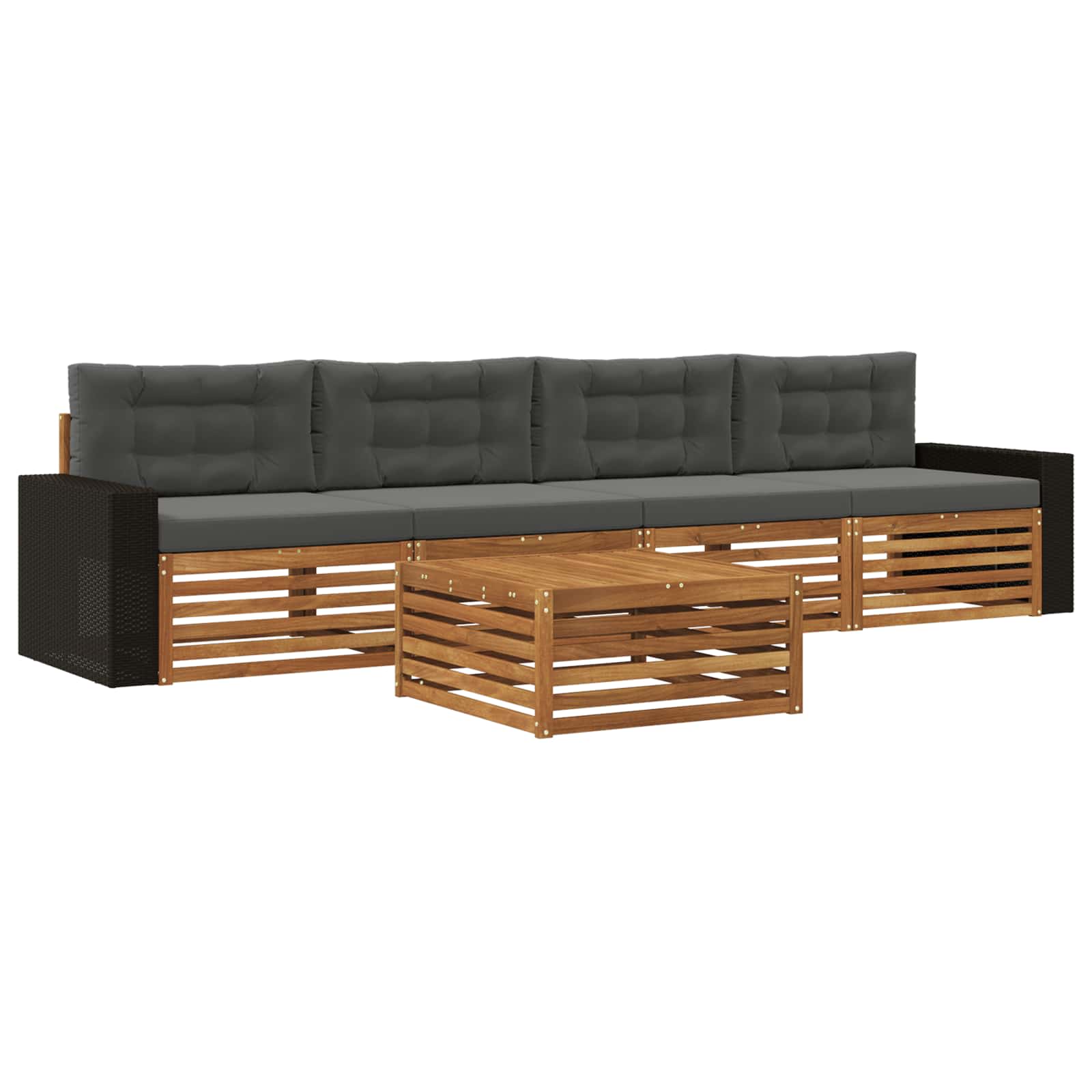 vidaXL Buiten bankenset 5 pcs Naturel