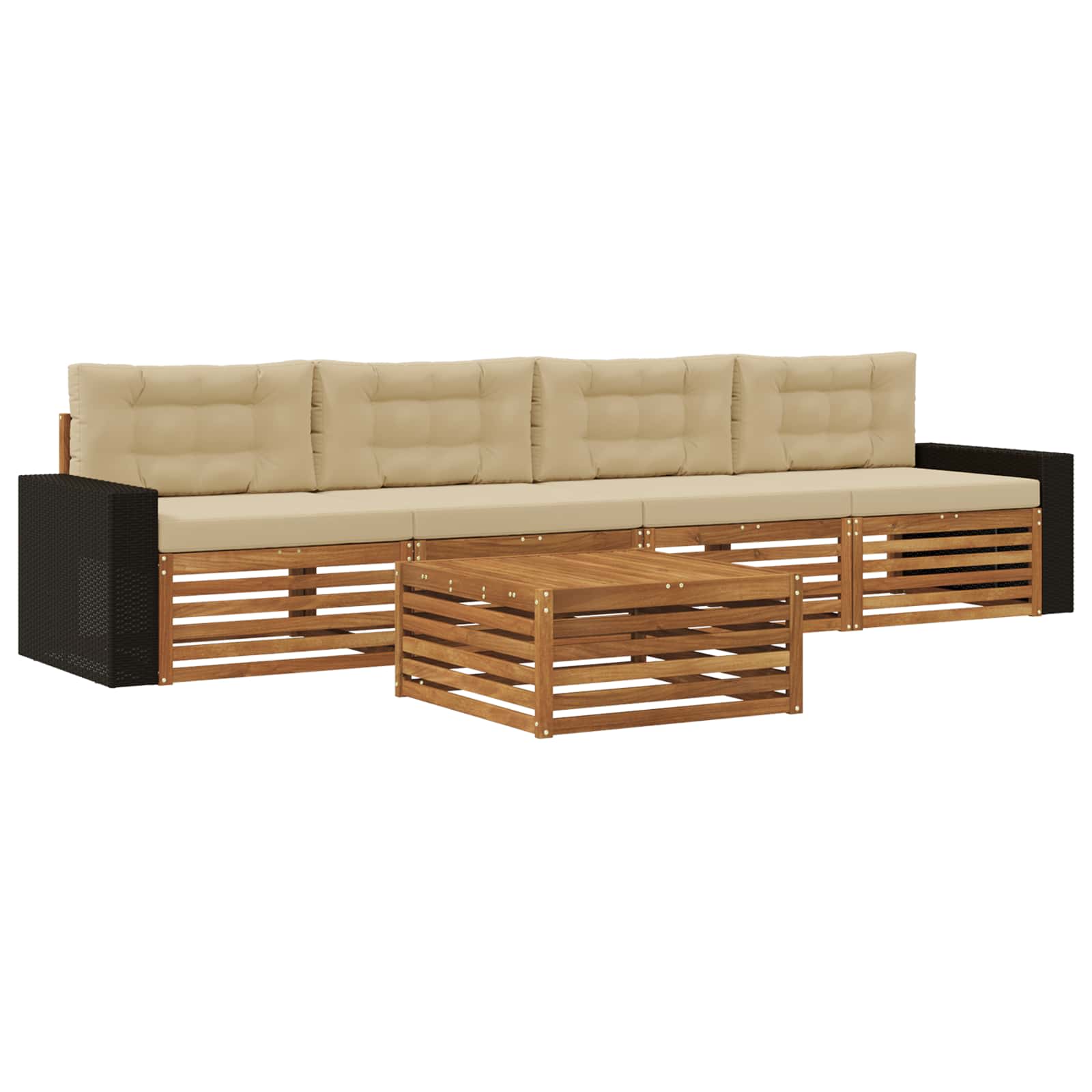 vidaXL Buiten bankenset 5 pcs Naturel