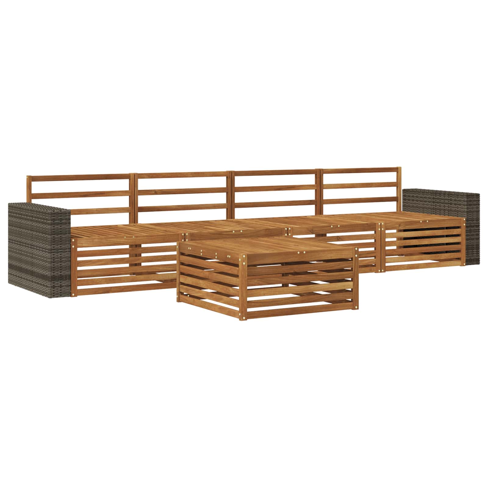 vidaXL Buiten bankenset 5 pcs Naturel