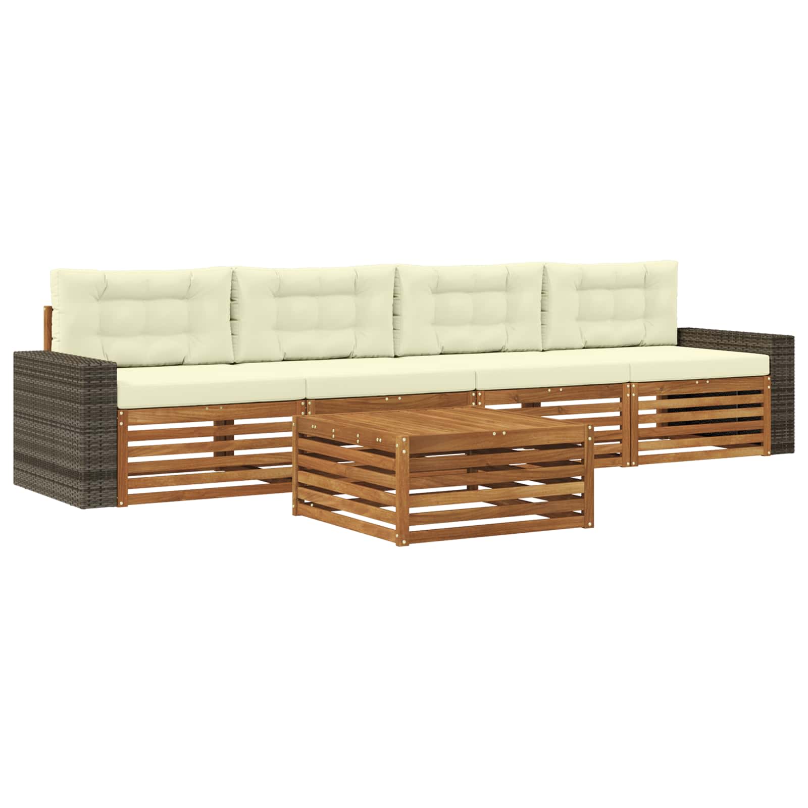 vidaXL Buiten bankenset 5 pcs Naturel