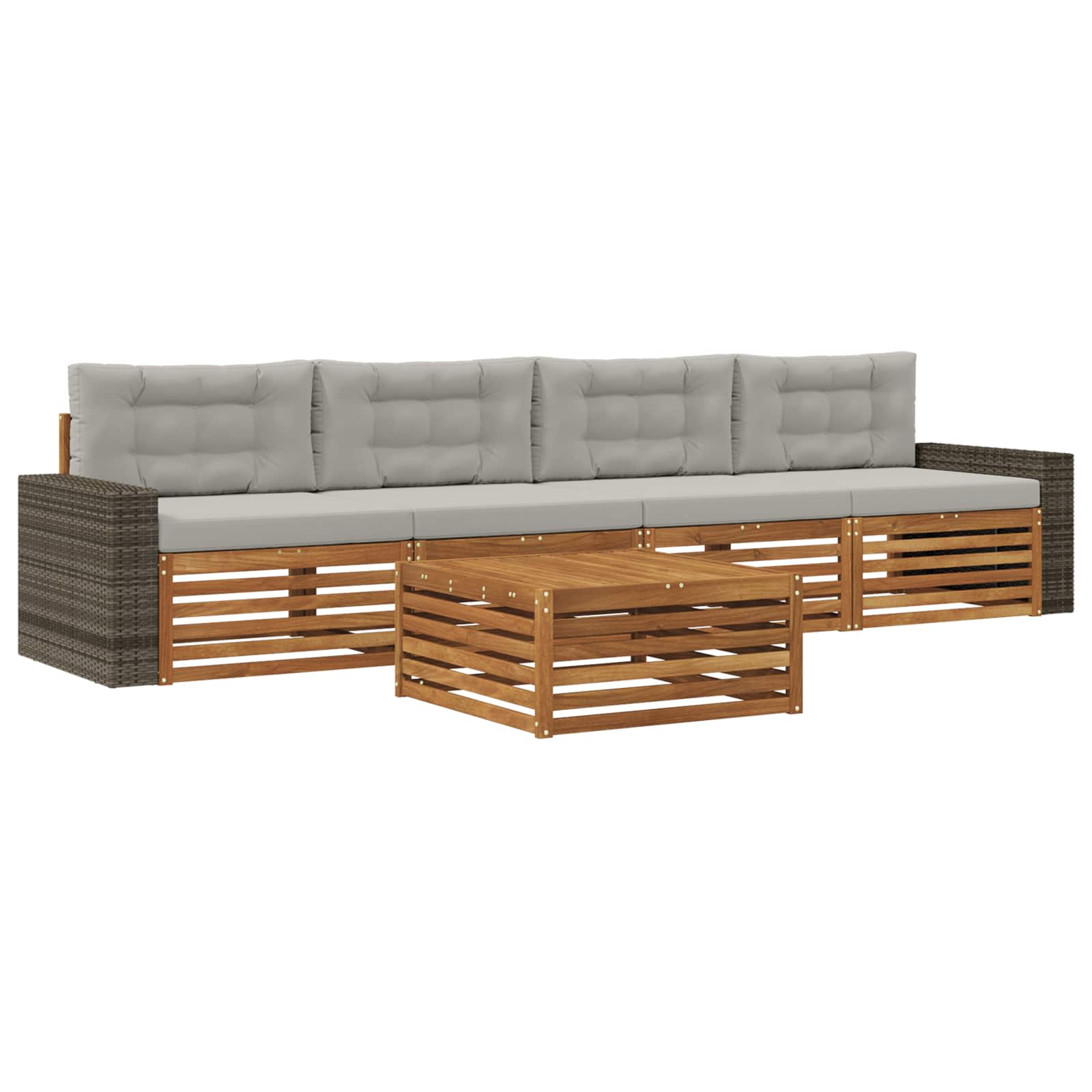 vidaXL Buiten bankenset 5 pcs Naturel