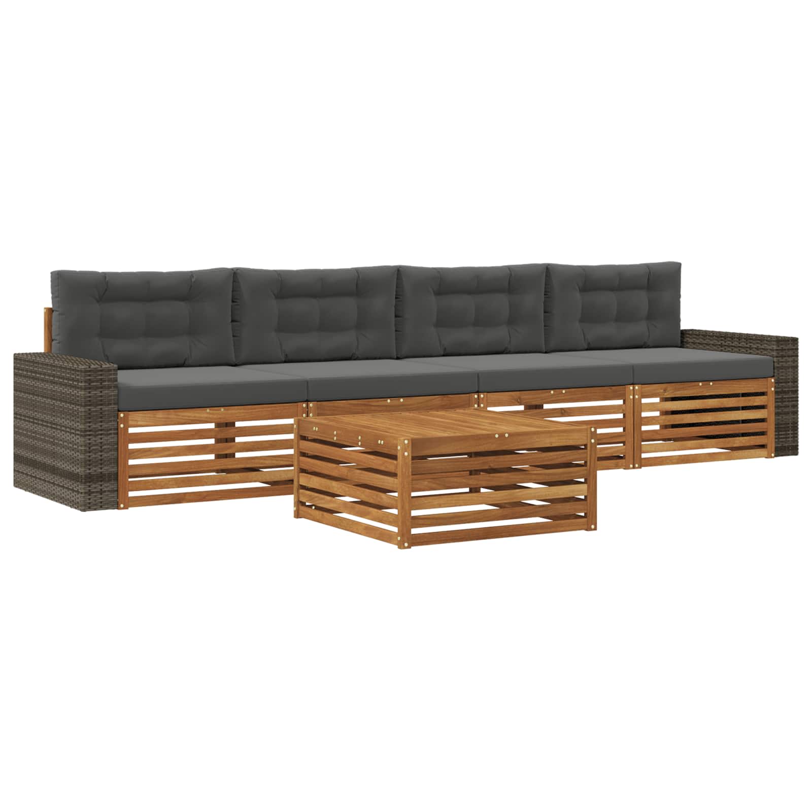 vidaXL Buiten bankenset 5 pcs Naturel