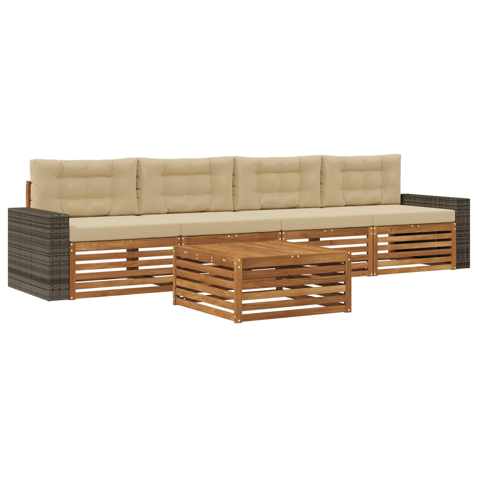 vidaXL Buiten bankenset 5 pcs Naturel