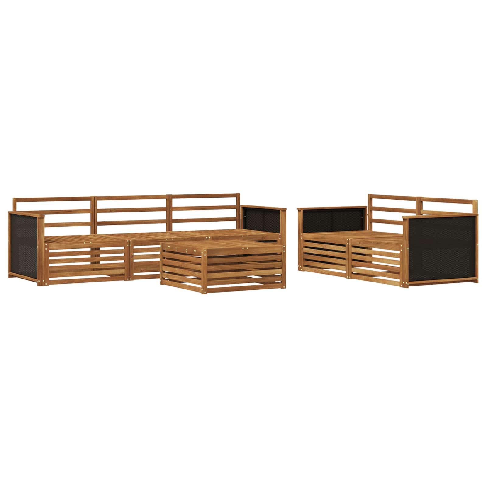 vidaXL Buiten bankenset 6 pcs Naturel
